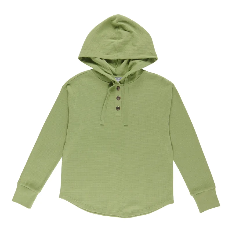 mySTYLE Women's Hooded Long Sleeve Waffle Top sold by Giant Tiger