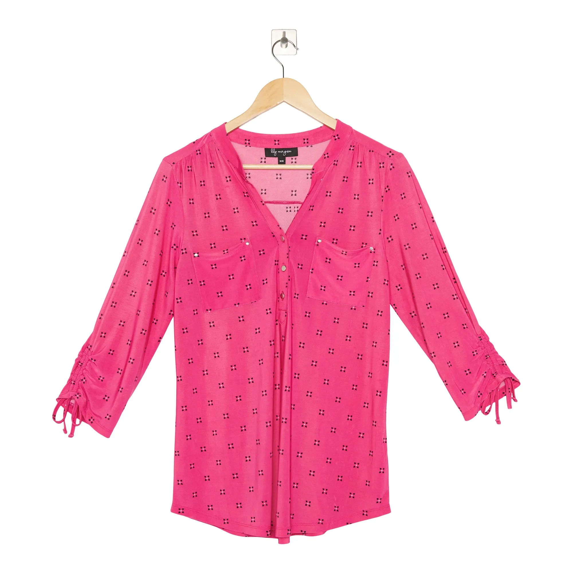 lily morgan Women's Winter Chic Printed Button V-Neck Top sold by Giant Tiger product image thumbnail 2