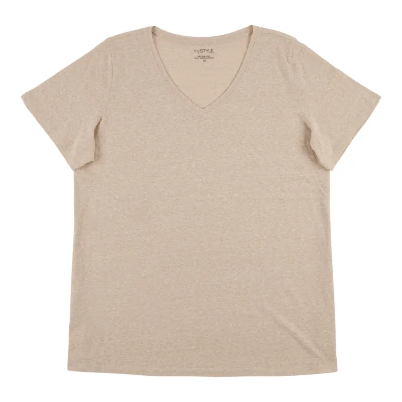 mySTYLE Women's Plus Seasonal Relaxed V-Neck Nubby T-Shirt sold by Giant Tiger