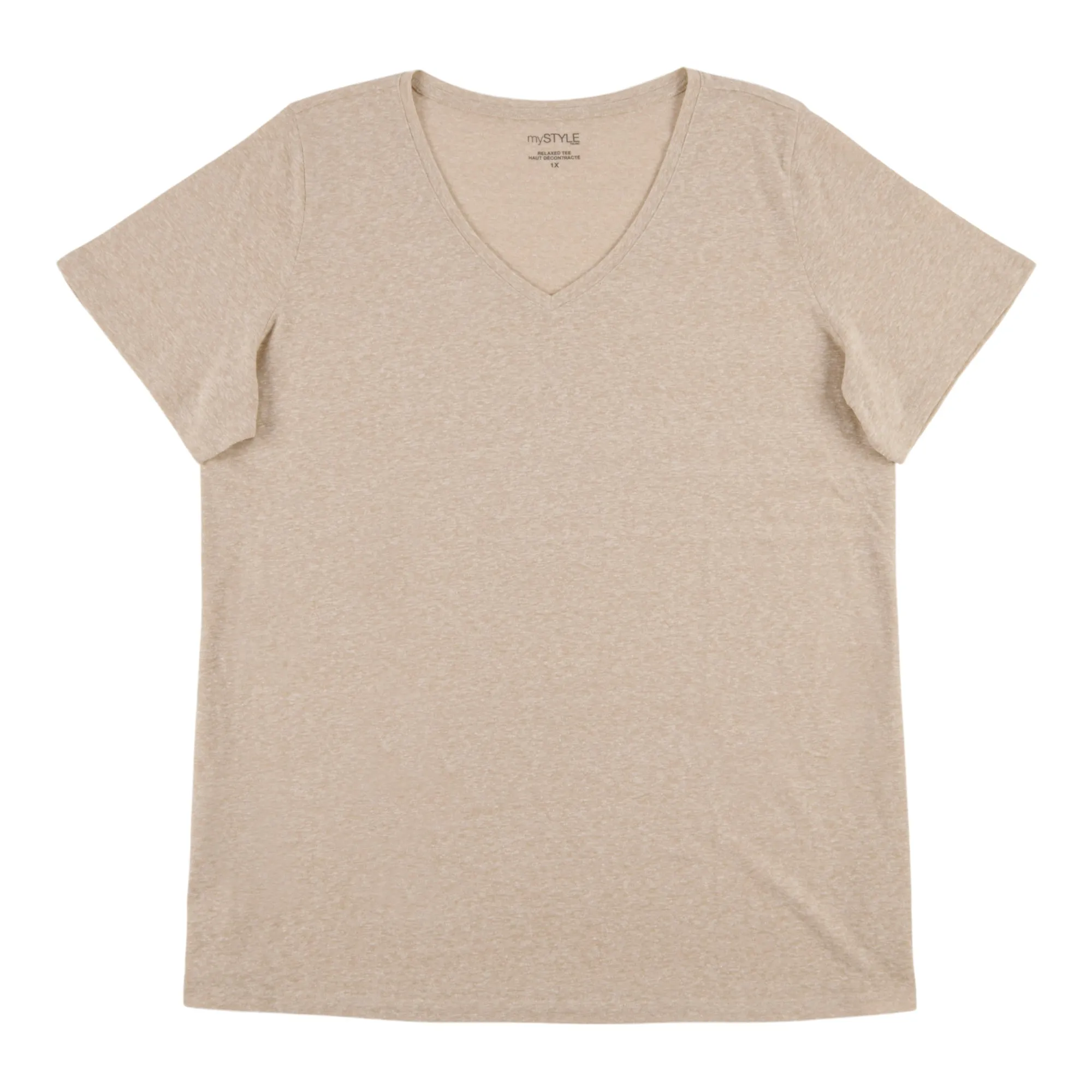 mySTYLE Women's Plus Seasonal Relaxed V-Neck Nubby T-Shirt sold by Giant Tiger
