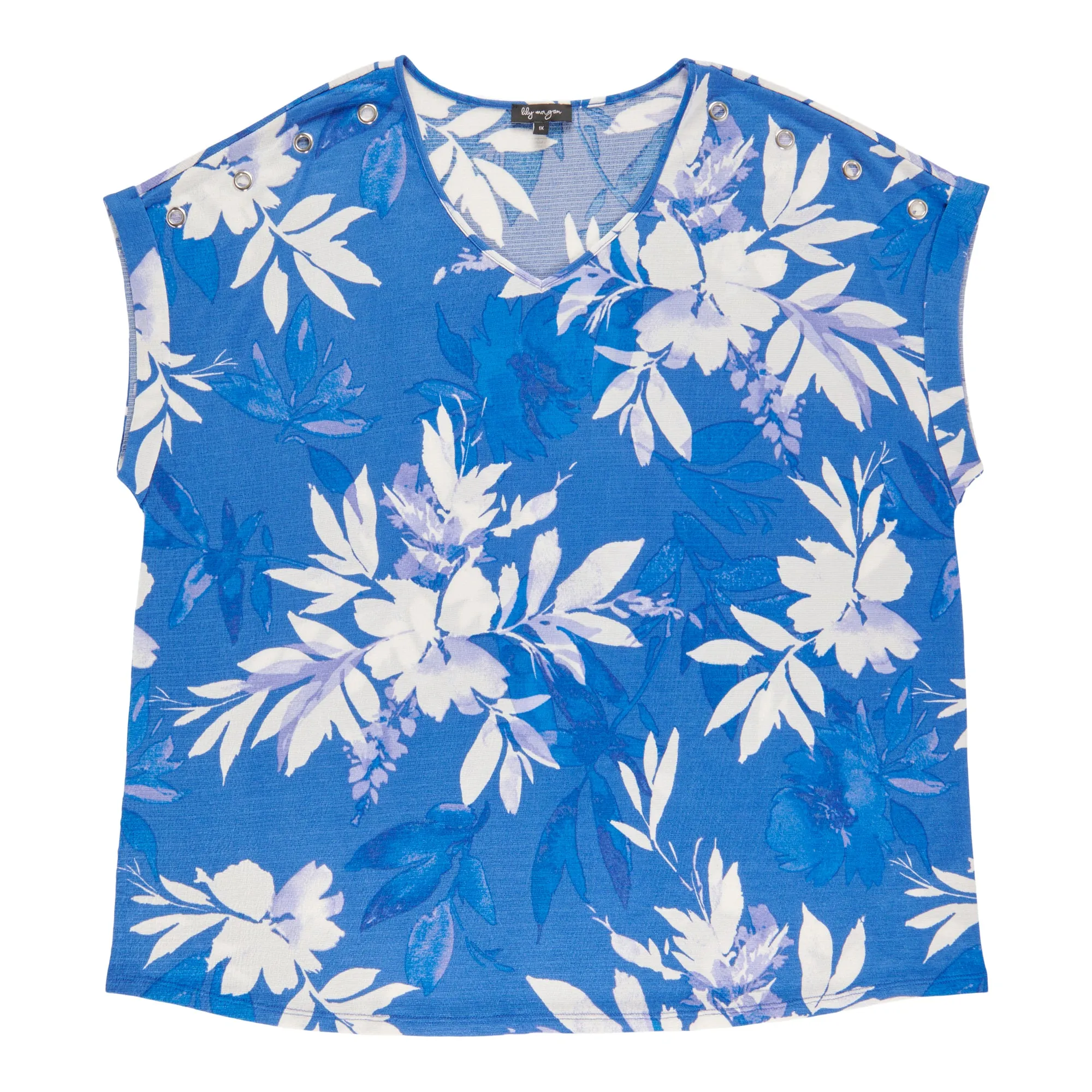 lily morgan Women's Plus Printed V-Neck Grommet Detail Blouse sold by Giant Tiger product image thumbnail 3