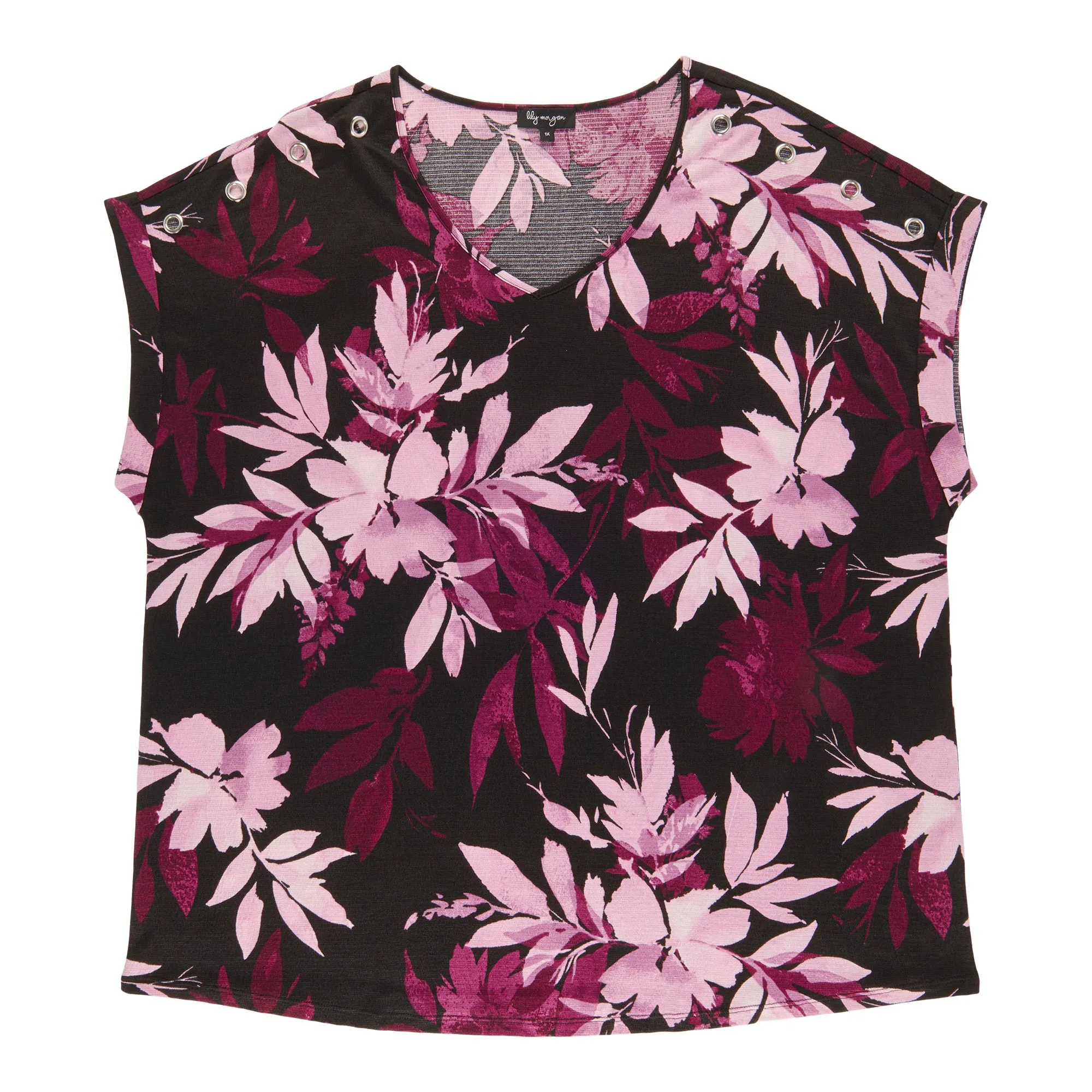 lily morgan Women's Plus Printed V-Neck Grommet Detail Blouse sold by Giant Tiger product image thumbnail 4