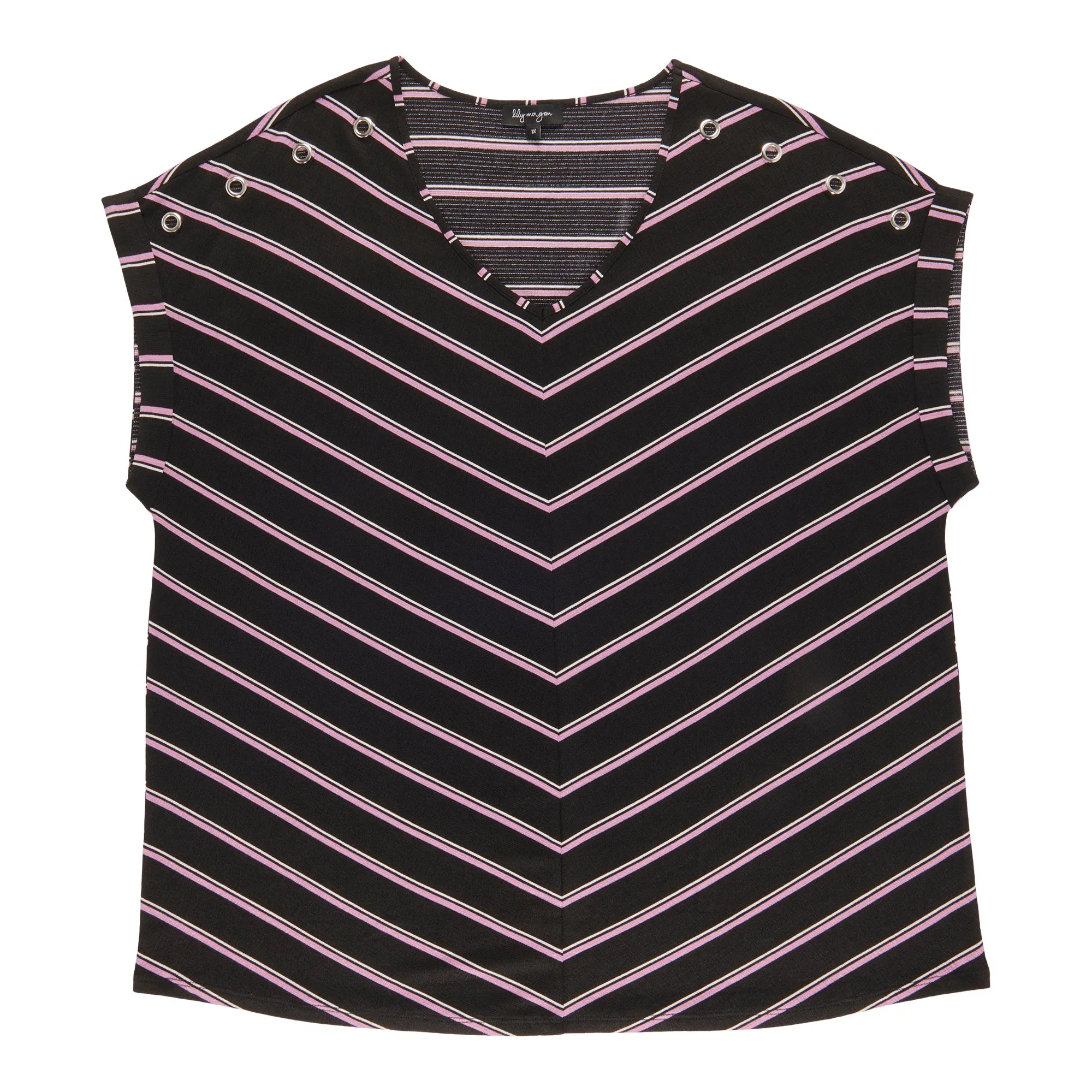 lily morgan Women's Plus Printed V-Neck Grommet Detail Blouse sold by Giant Tiger product image thumbnail 2