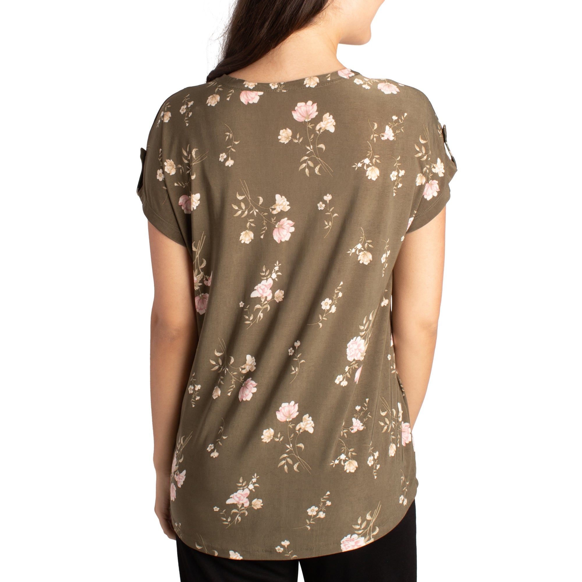 Women's Printed Short Sleeve V-Neck Top with Button Placket sold by Giant Tiger product image thumbnail 4