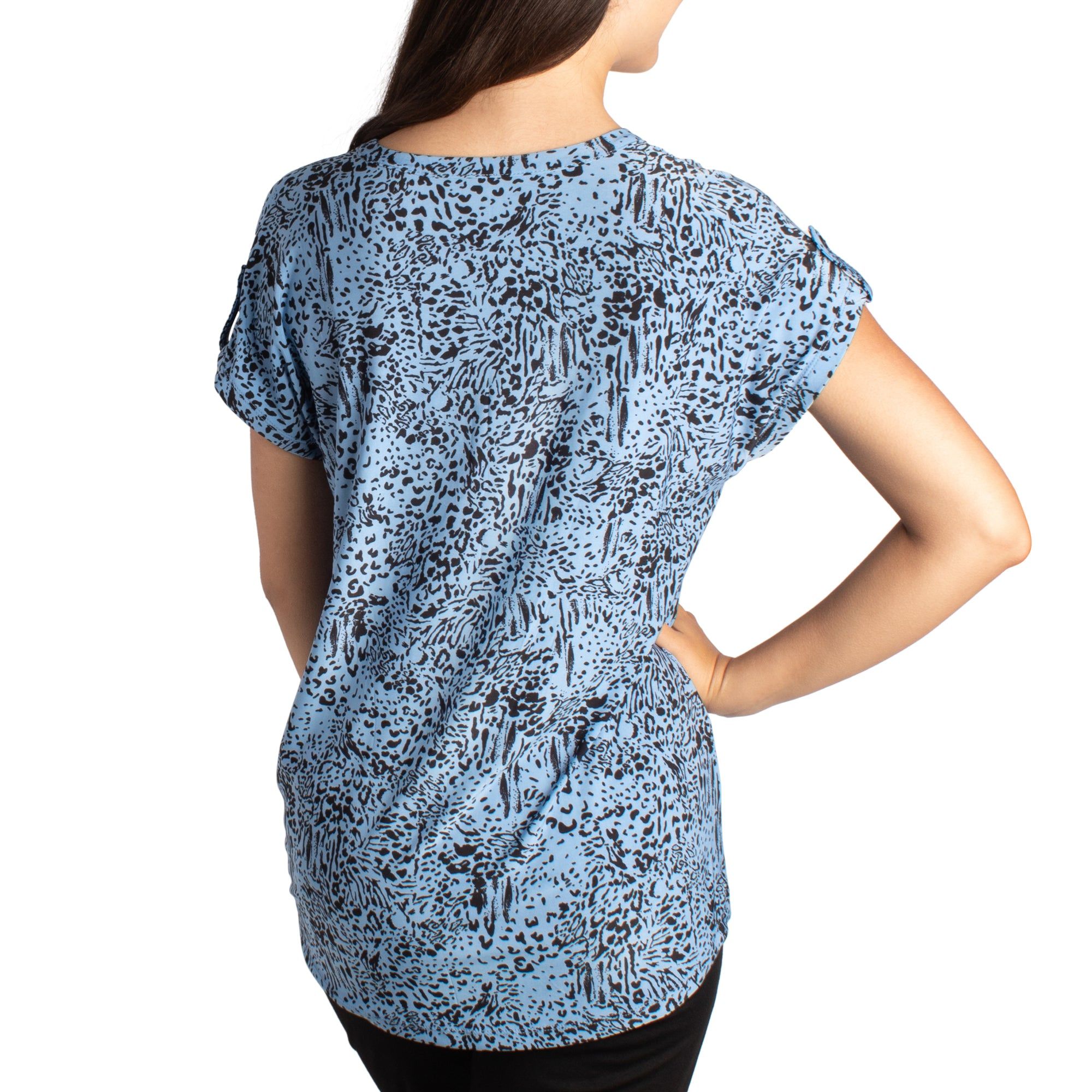 Women's Printed Short Sleeve V-Neck Top with Button Placket sold by Giant Tiger product image thumbnail 2