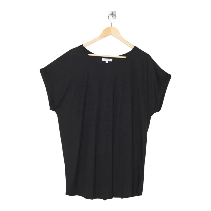 mySTYLE Women's Plus Street Smart Solid Slub Roll Sleeve Top sold by Giant Tiger