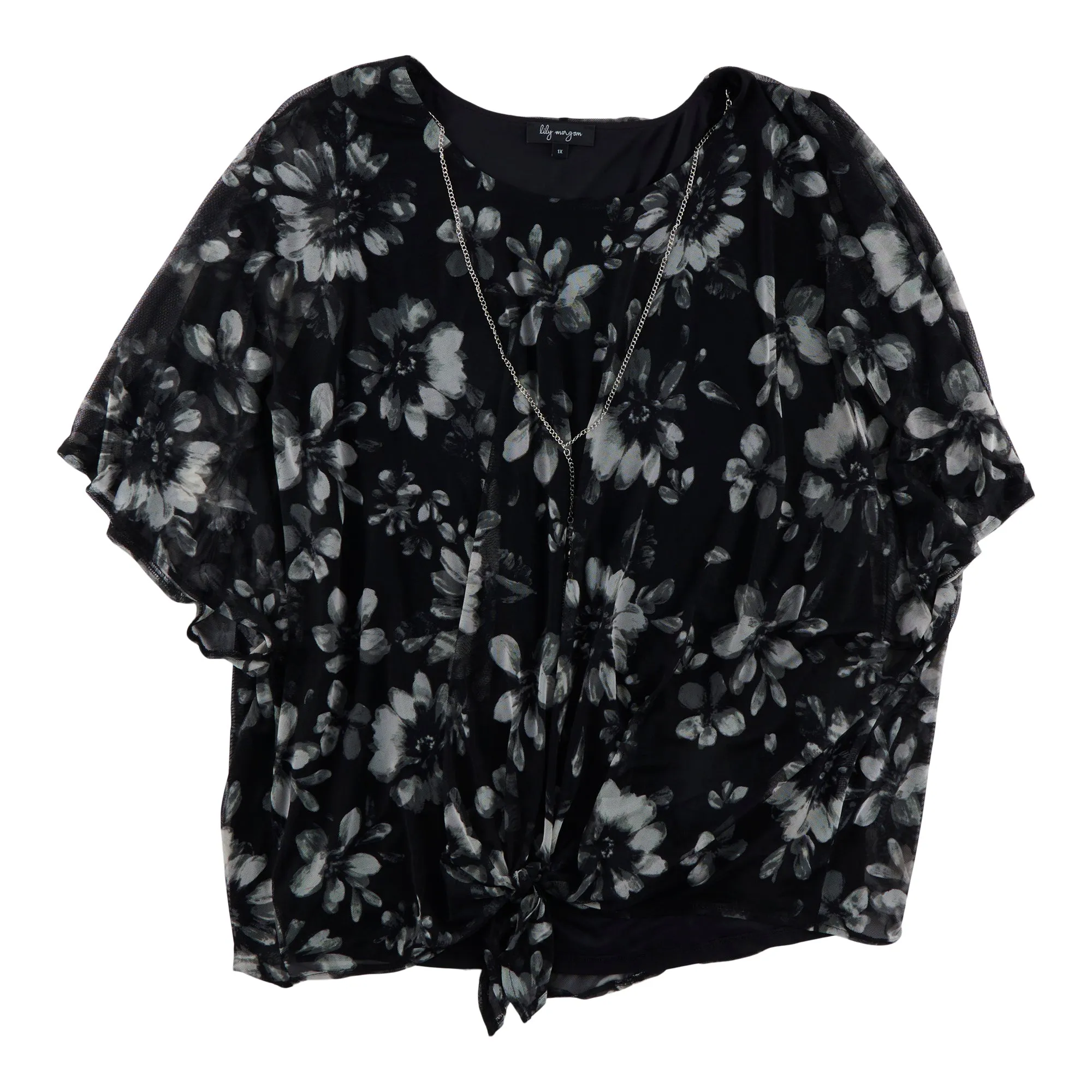 lily morgan Women's Plus Printed Mesh Top sold by Giant Tiger