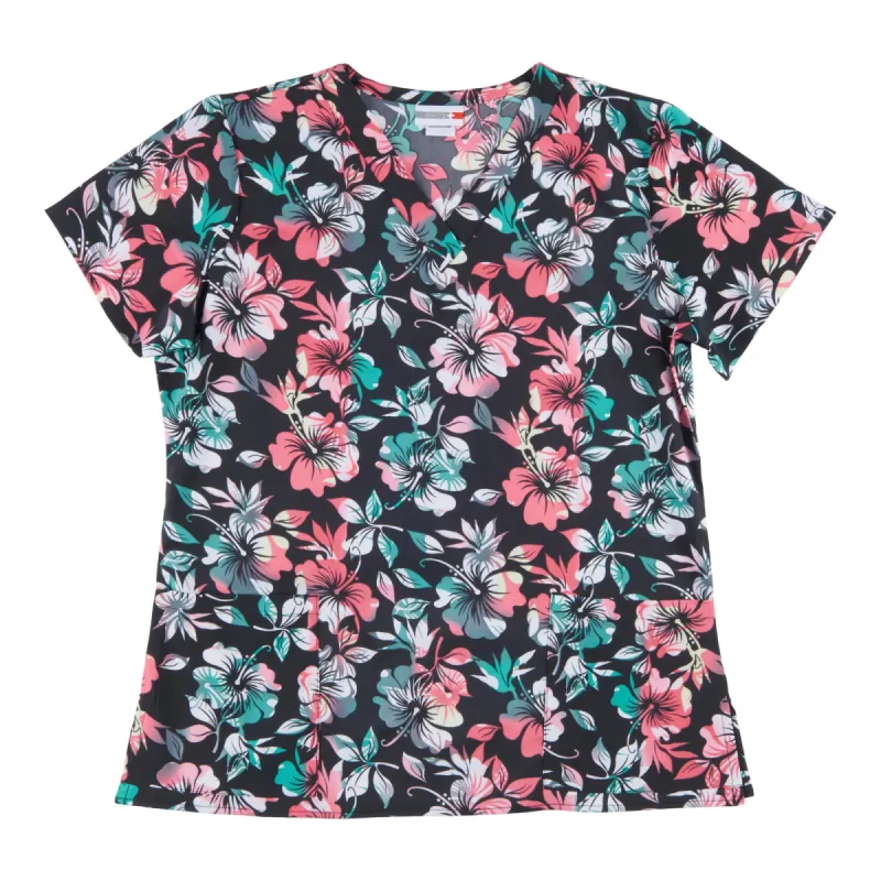 Women's All-Over Printed Scrub Top, Floral sold by Giant Tiger