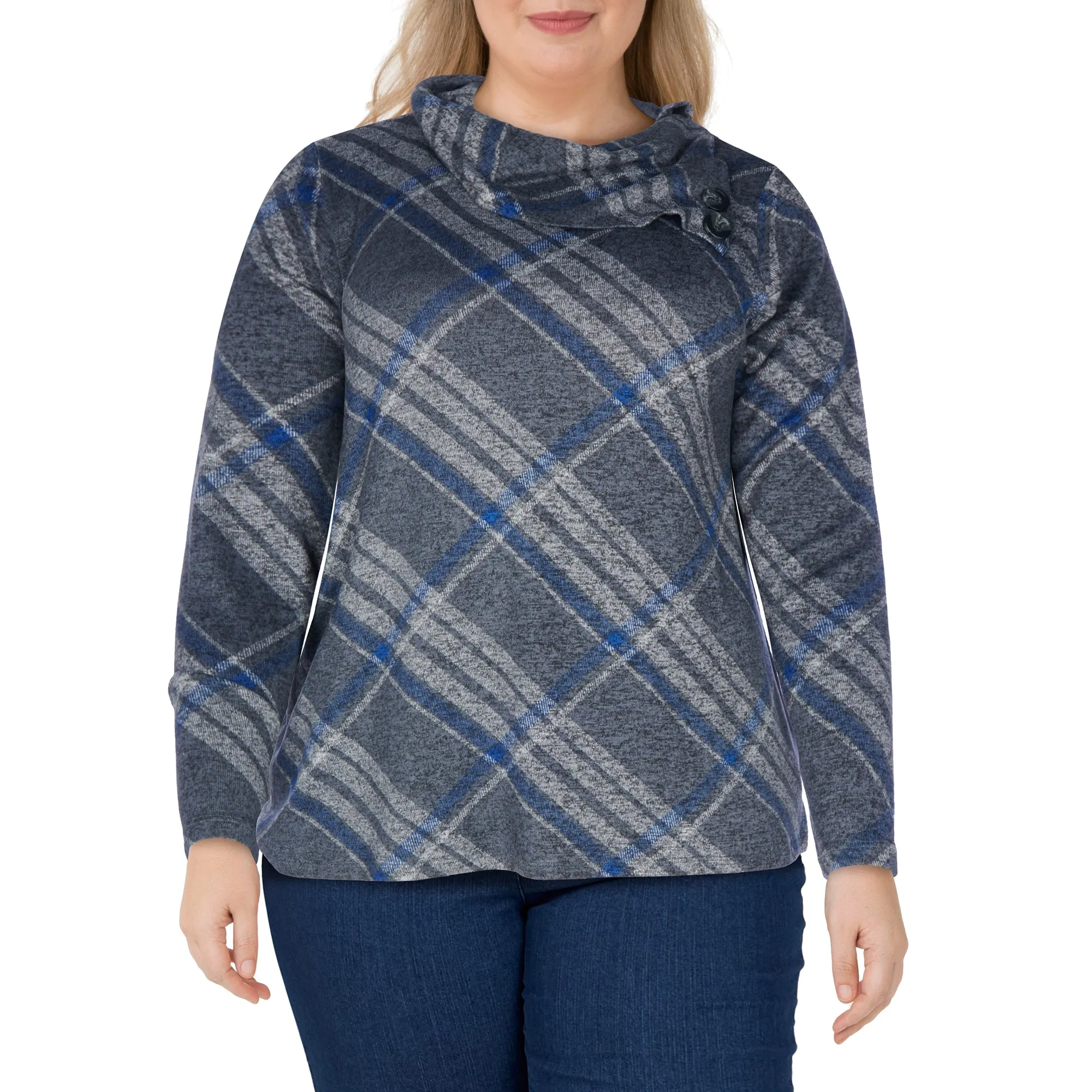 mySTYLE Women's Plus Cowl Neck Plaid Top sold by Giant Tiger product image thumbnail 4