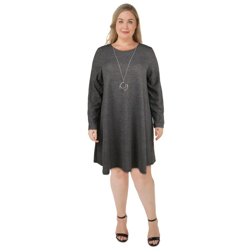 lily morgan Women's Plus Long Sleeve Ruffle Dress with Necklace sold by Giant Tiger