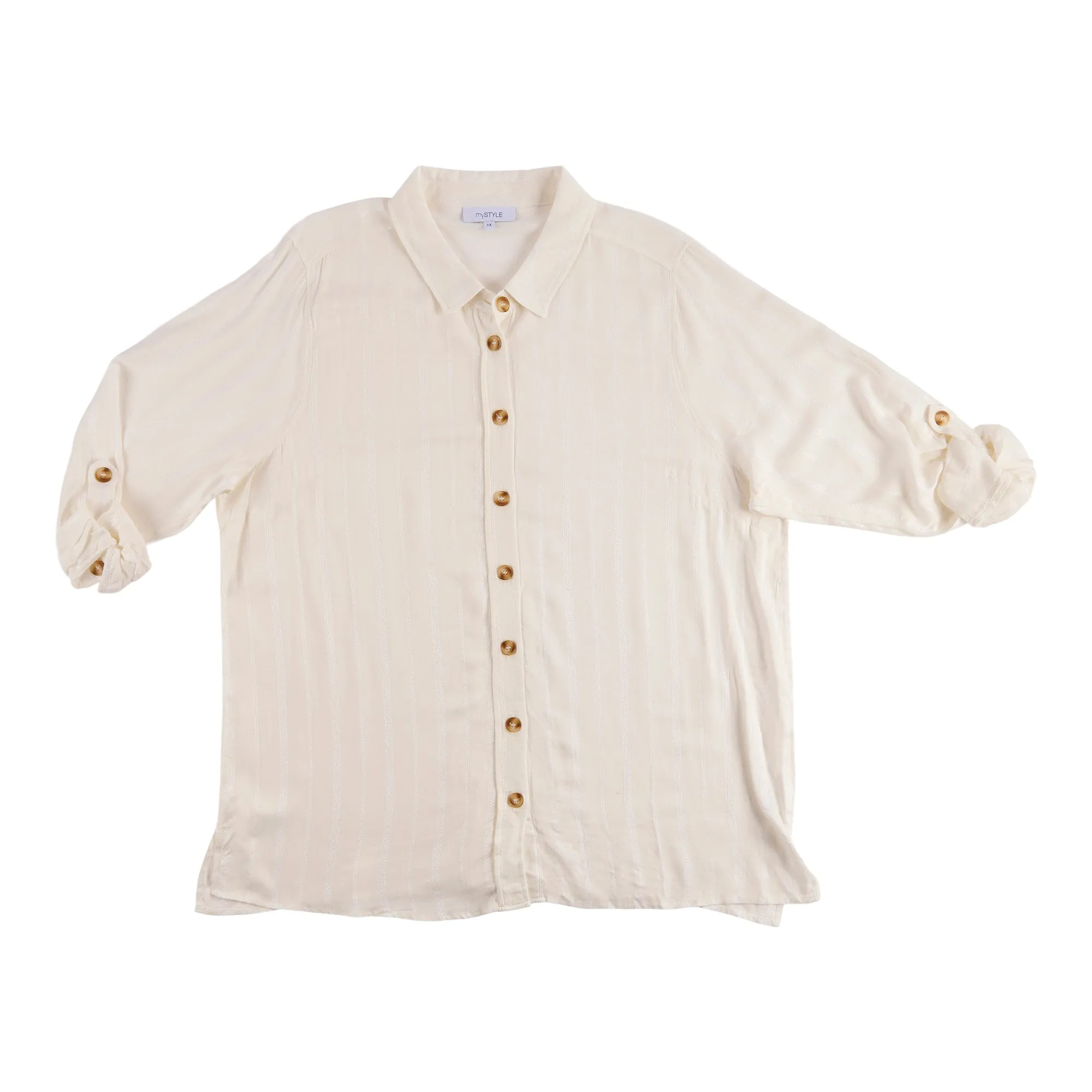 mySTYLE Women's Plus Button-Down Striped Shirt sold by Giant Tiger product image thumbnail 2