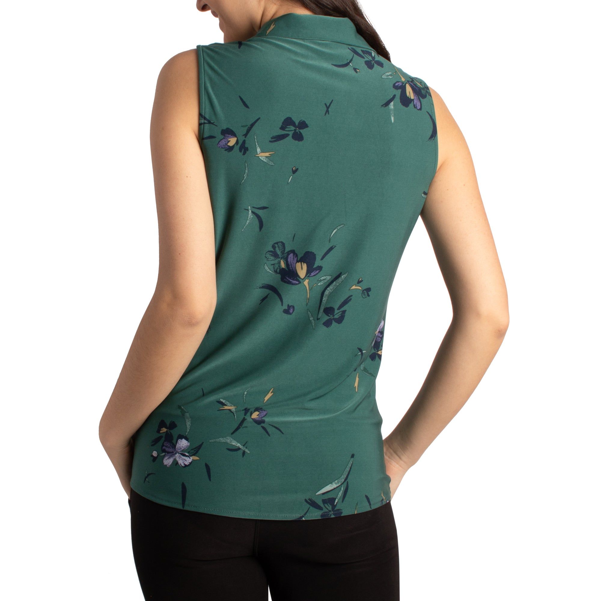 lily morgan Women's Printed Sleeveless Collared Top with Tie Front sold by Giant Tiger product image thumbnail 2