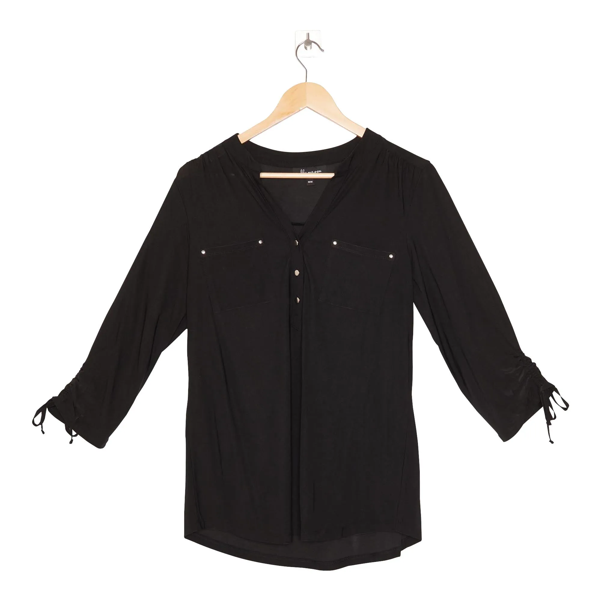 lily morgan Women's Winter Chic Solid Button V-Neck Top sold by Giant Tiger