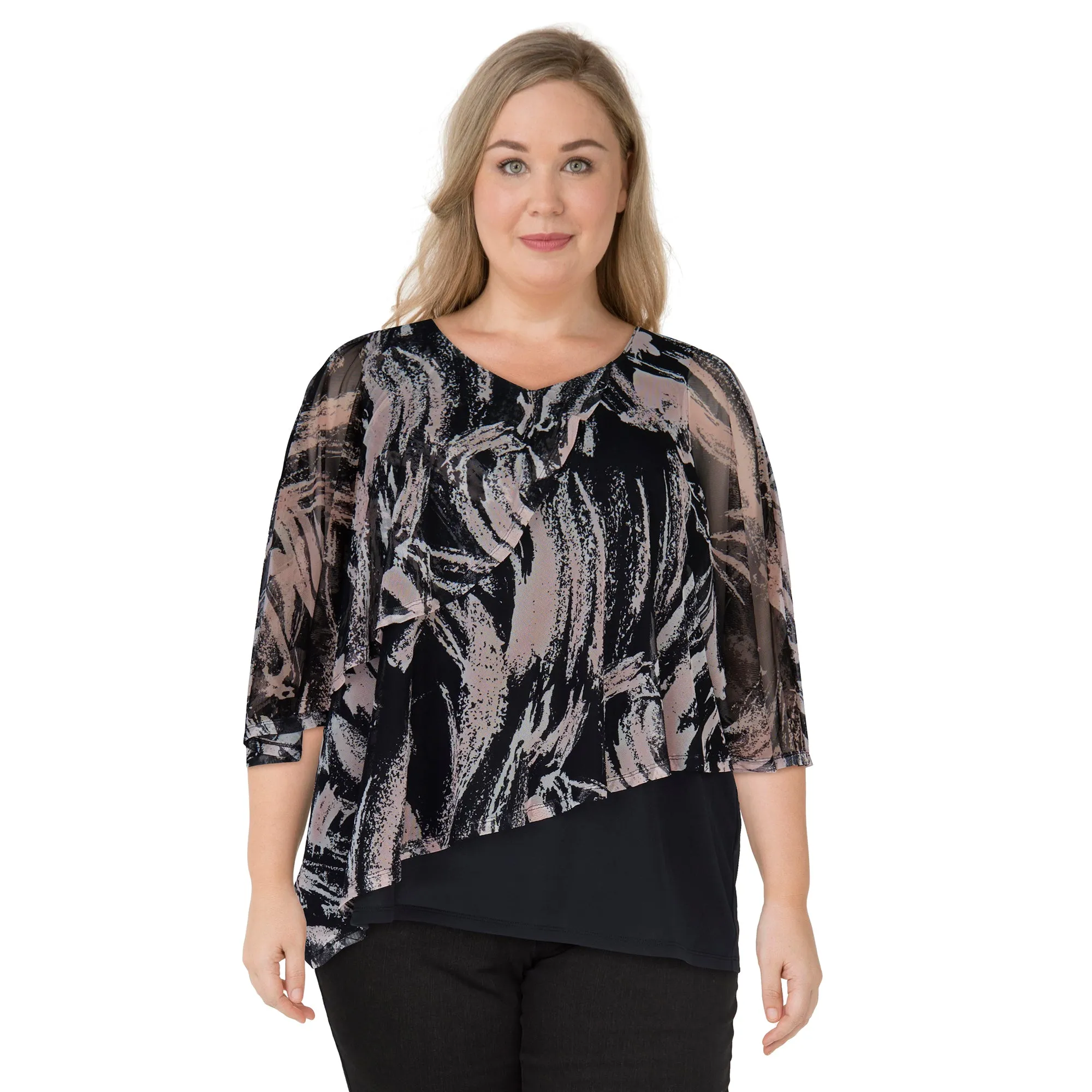lily morgan Women's Plus Round Neck Two-Fer Blouse sold by Giant Tiger