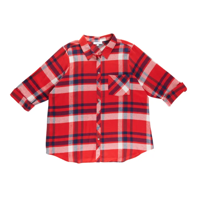 mySTYLE Women's Plus Plaid Shirt with Snap Buttons sold by Giant Tiger