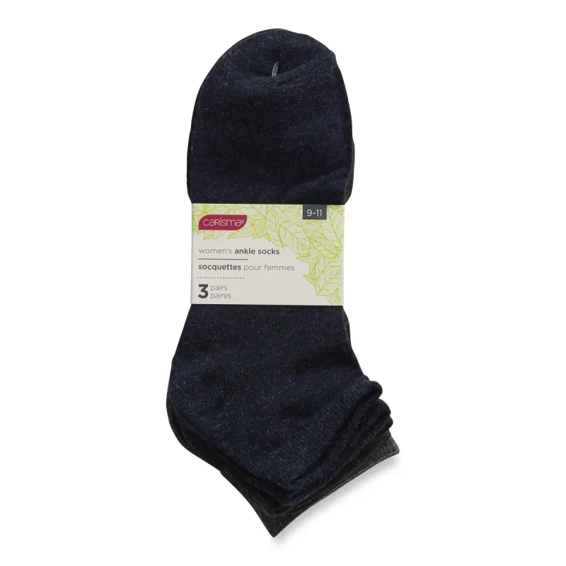 Carisma Women's Fashion Ankle Socks, 9 to 11, Assorted Colours, 3-Pack sold by Giant Tiger