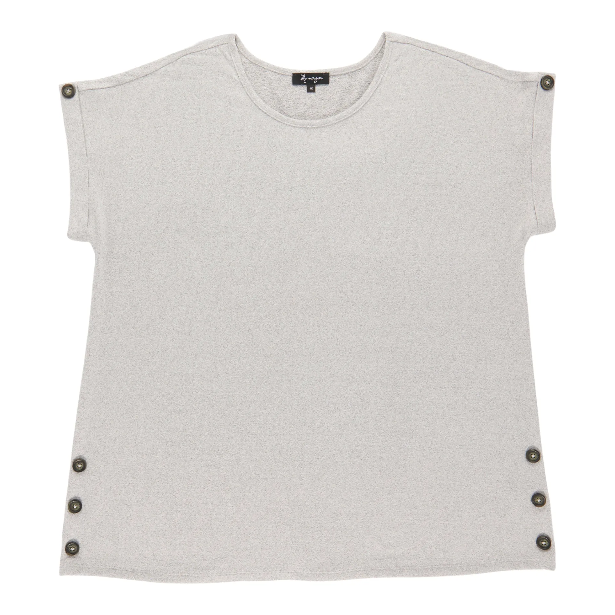 lily morgan Women's Plus Button Detail Snit Top sold by Giant Tiger