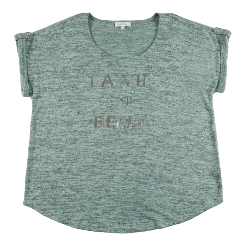 mySTYLE Women's Plus Festival French Saying Top sold by Giant Tiger