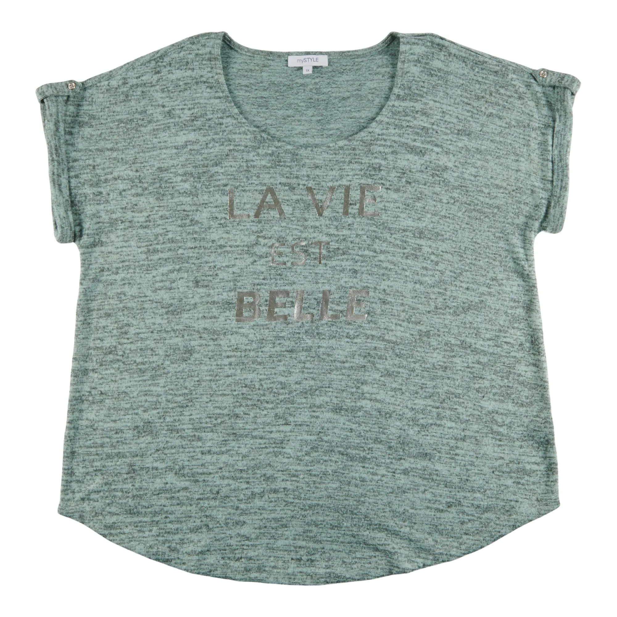 mySTYLE Women's Plus Festival French Saying Top sold by Giant Tiger