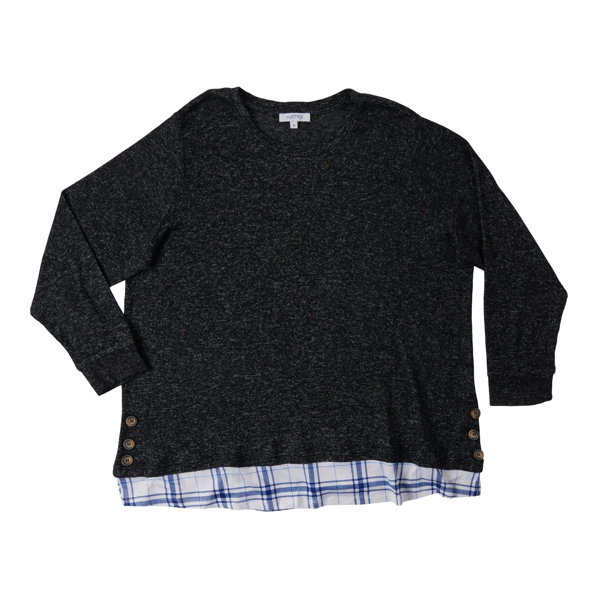 mySTYLE Women's Plus Long Sleeve Fooler Top sold by Giant Tiger