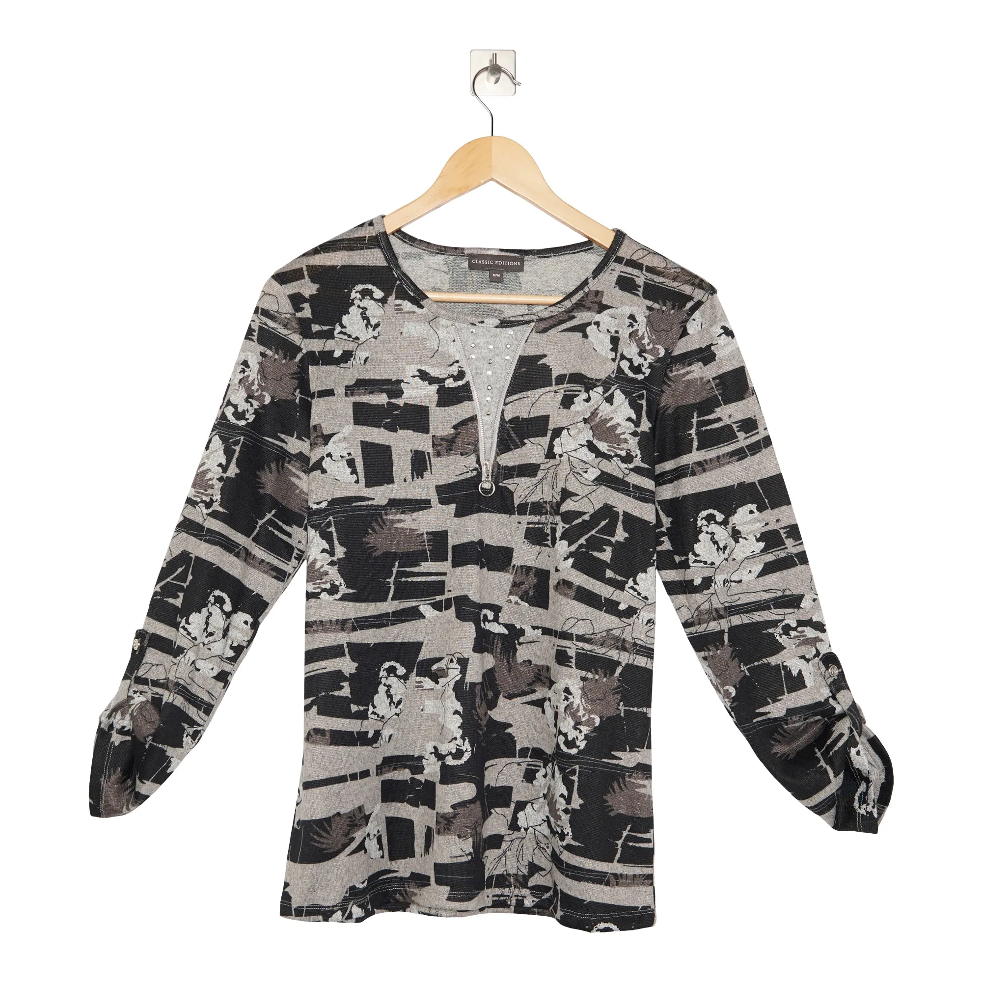 Classic Editions Women's Winter Charm Printed 3/4 Sleeve Top sold by Giant Tiger