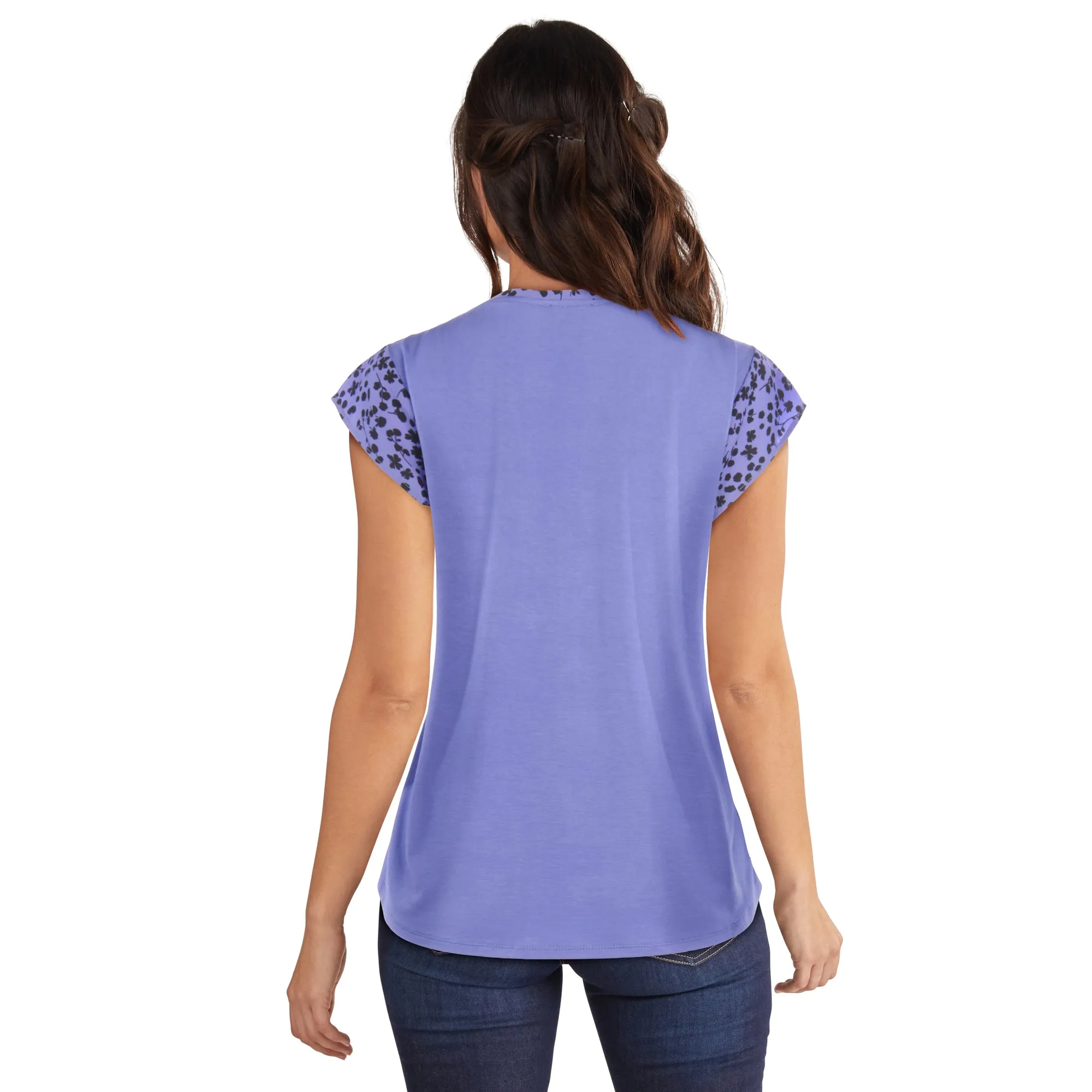 lily morgan Women's Simply Chic Printed Short Sleeve Blouse with Knit Back sold by Giant Tiger product image thumbnail 4