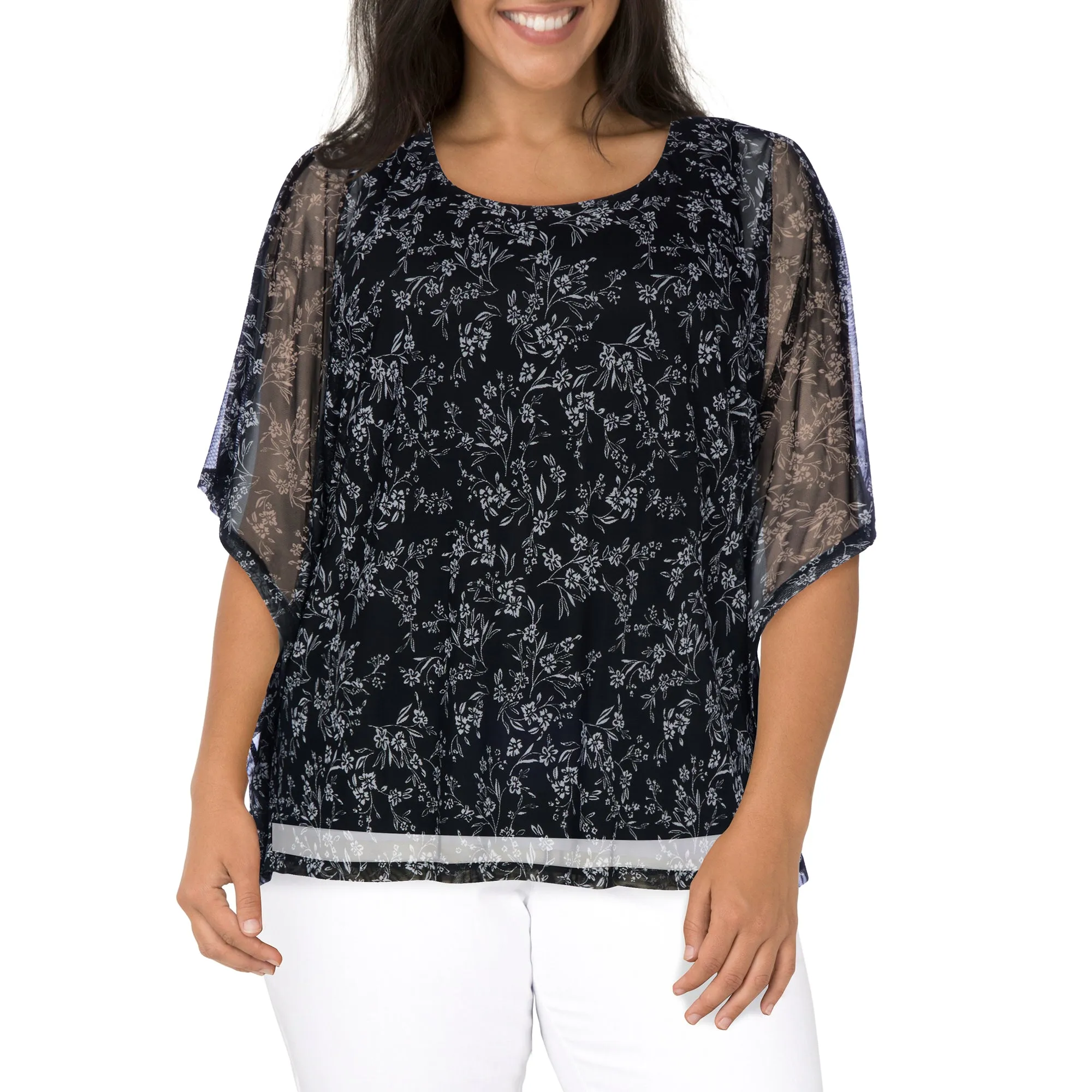 lily morgan Women's Plus Top with Sheer Overlay sold by Giant Tiger product image thumbnail 2