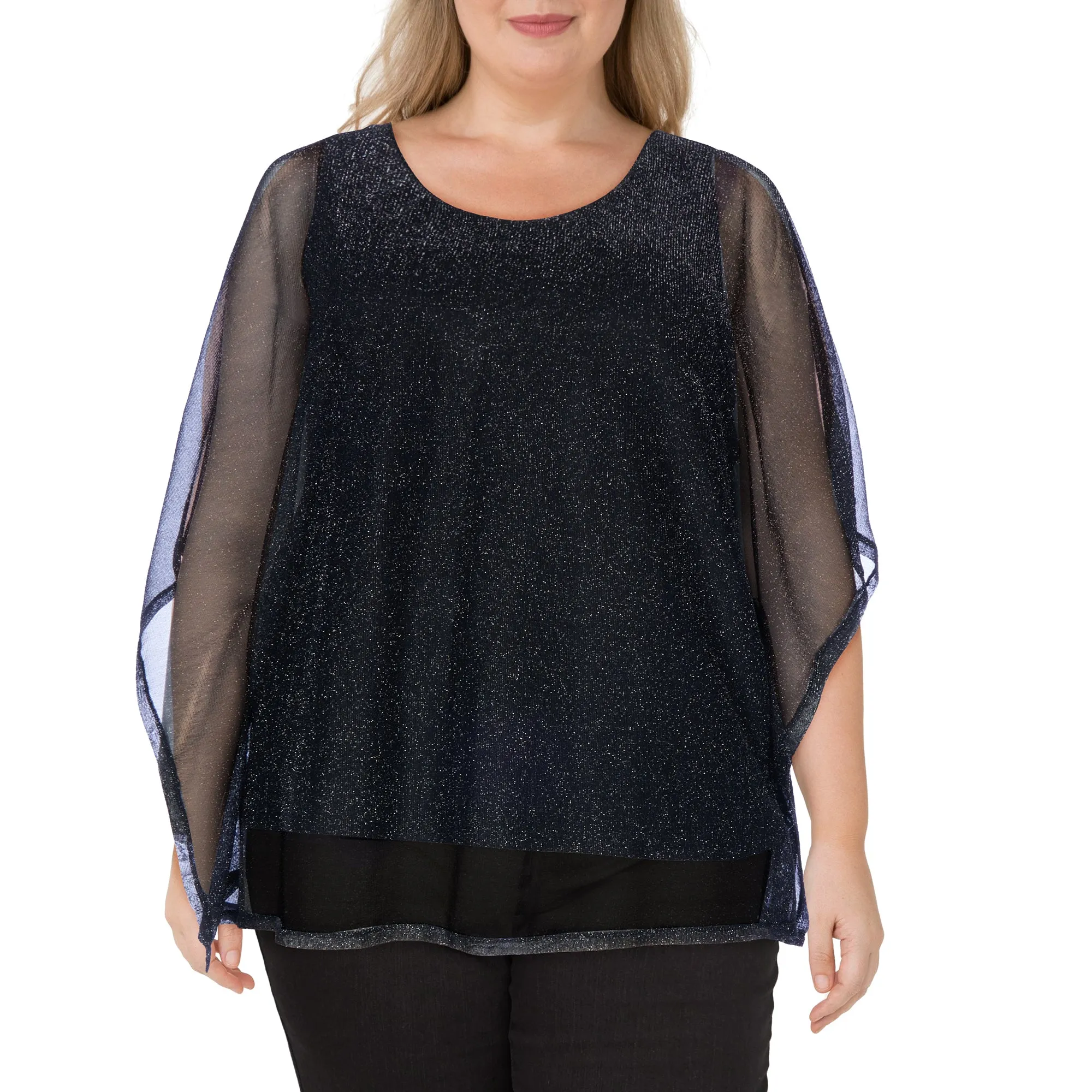 lily morgan Women's Plus Top with Sheer Overlay sold by Giant Tiger