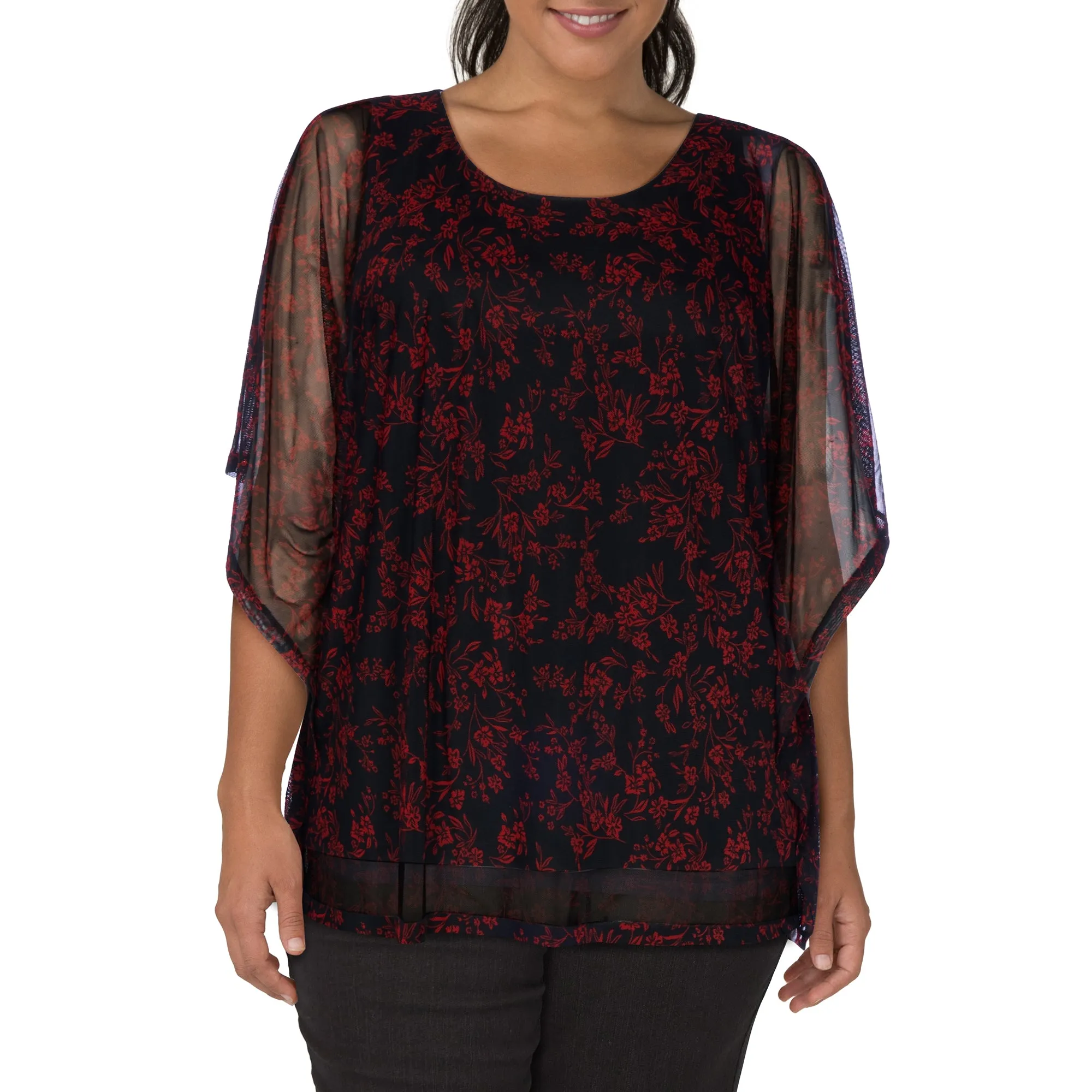 lily morgan Women's Plus Top with Sheer Overlay sold by Giant Tiger product image thumbnail 3