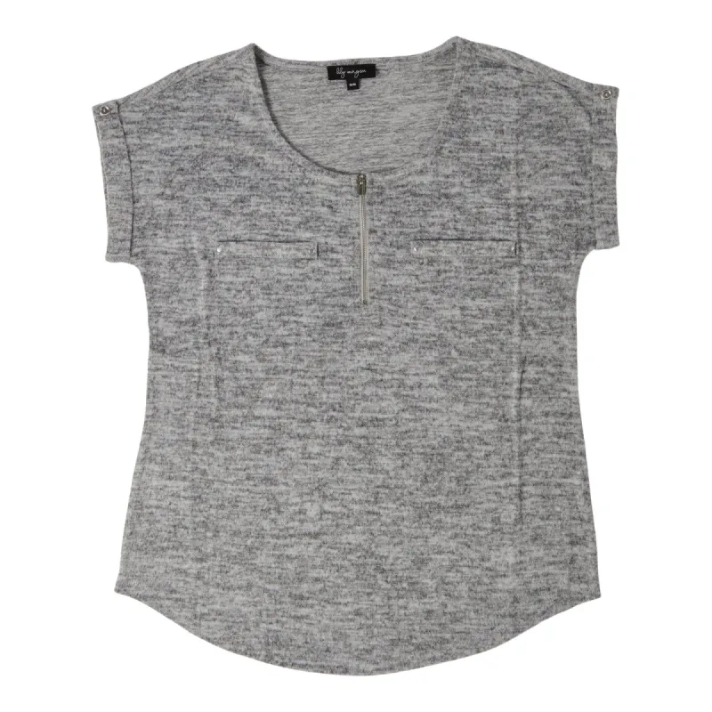 lily morgan Women's Urban Chic Zip Front Snit Top sold by Giant Tiger