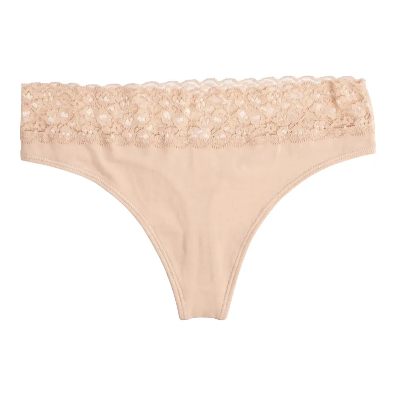 Carisma Women's Cotton Lace Thong, Nude made by Giant Tiger