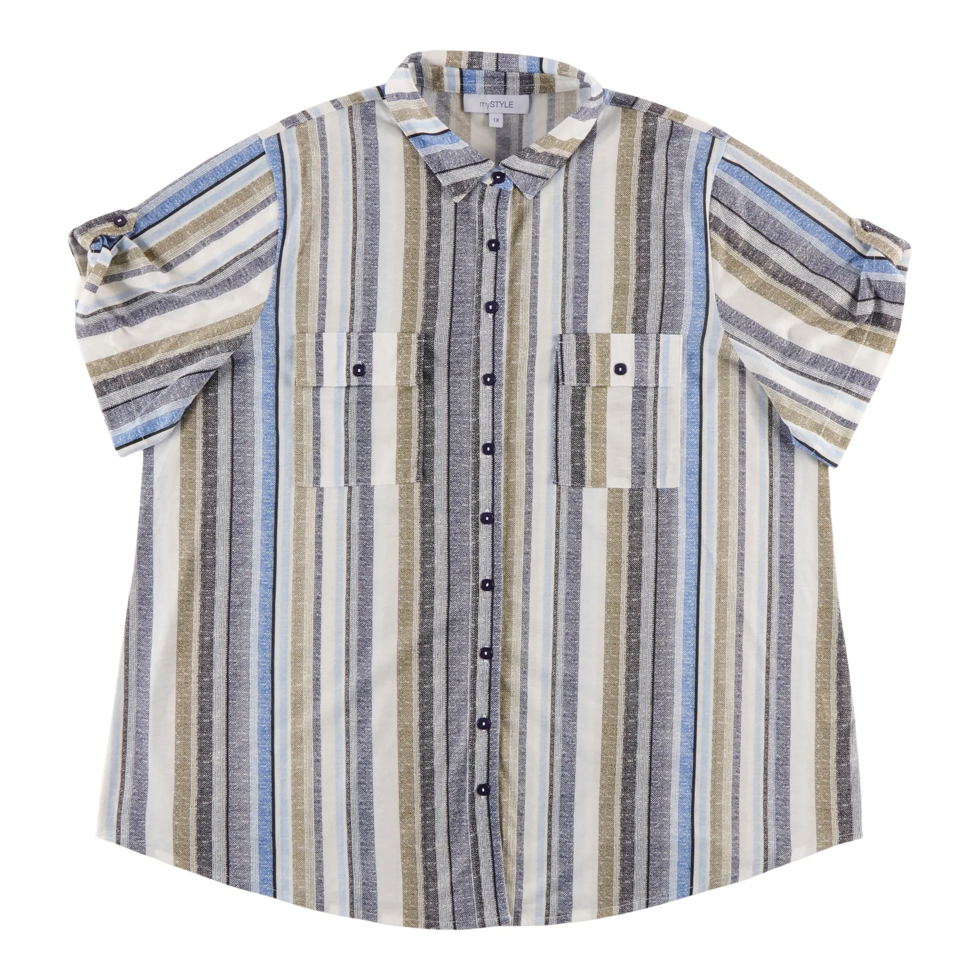 mySTYLE Women's Plus Plaid Button-Up Cap Sleeve Shirt sold by Giant Tiger product image thumbnail 2