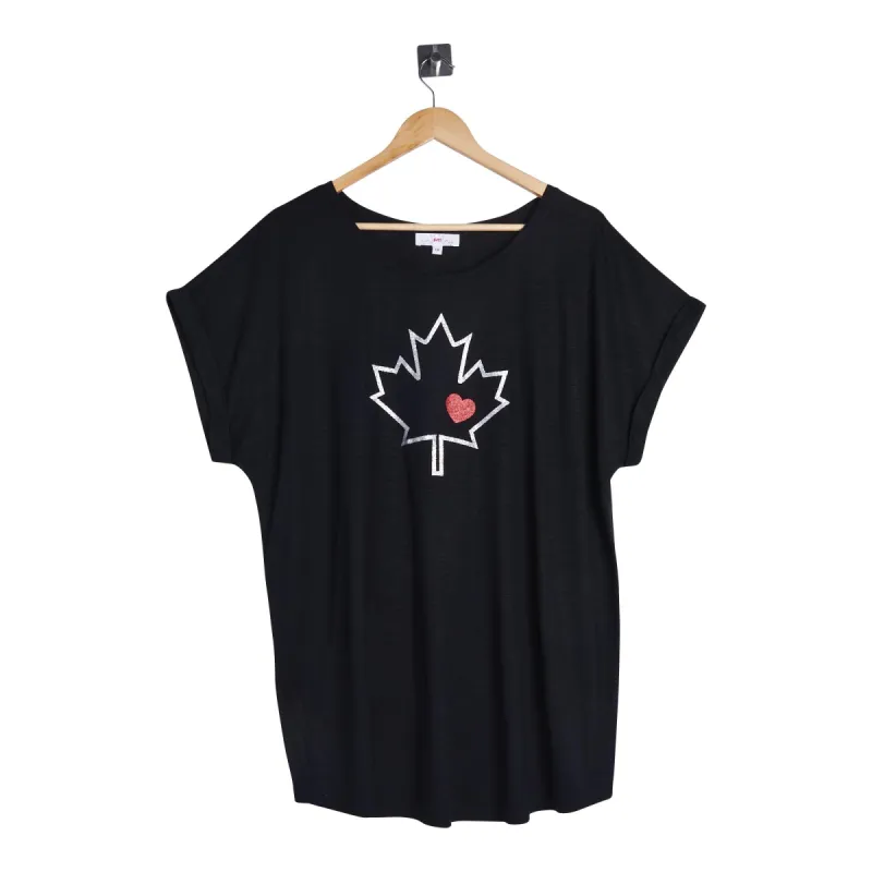 Canada EH! Women's Plus Screen Printed Roll Sleeve Slub T-Shirt sold by Giant Tiger
