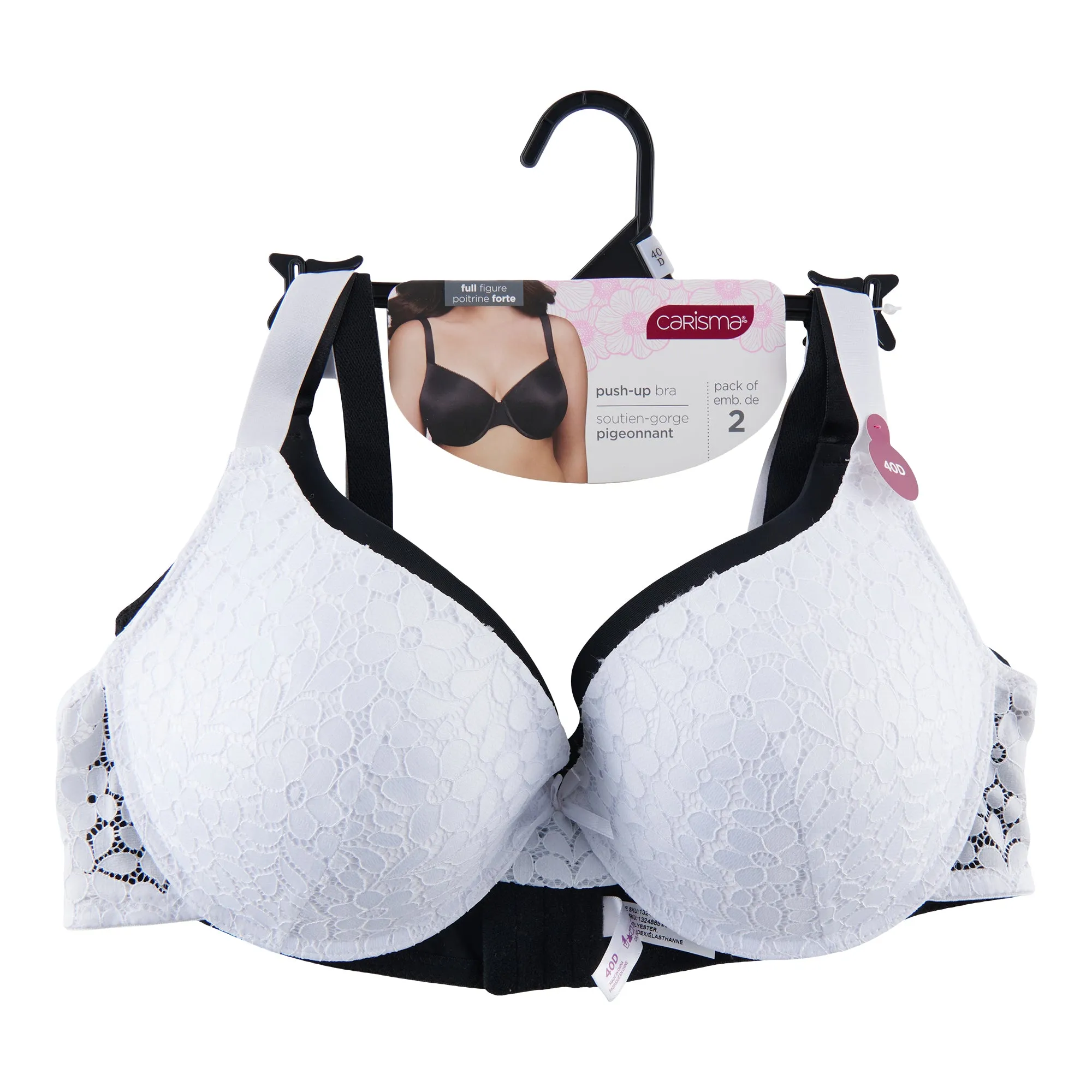 Carisma Women's Plus Lace Push-Up Bras, 2-Pack sold by Giant Tiger