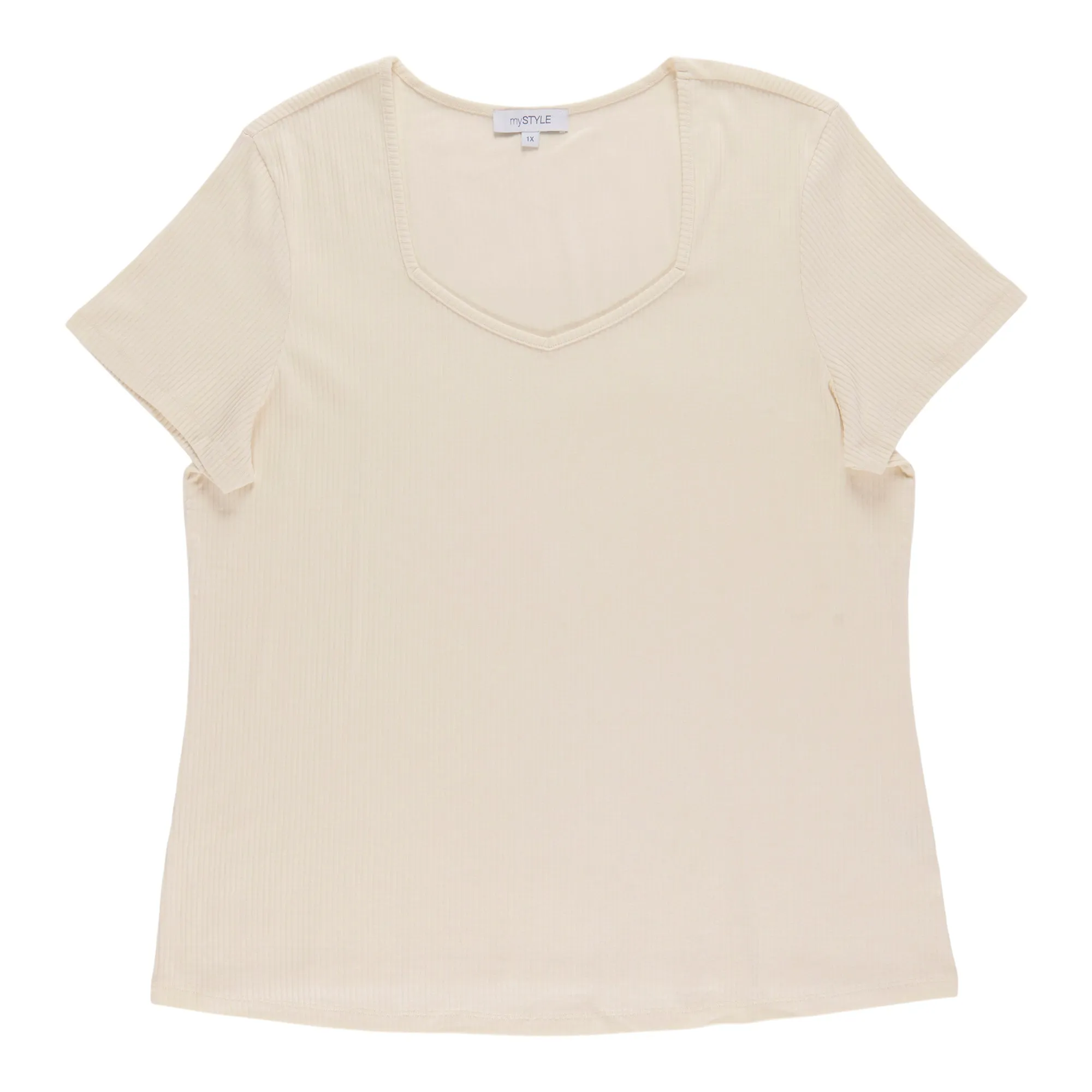 mySTYLE Women's Plus Seaside Ribbed V-Neck T-Shirt sold by Giant Tiger product image thumbnail 3