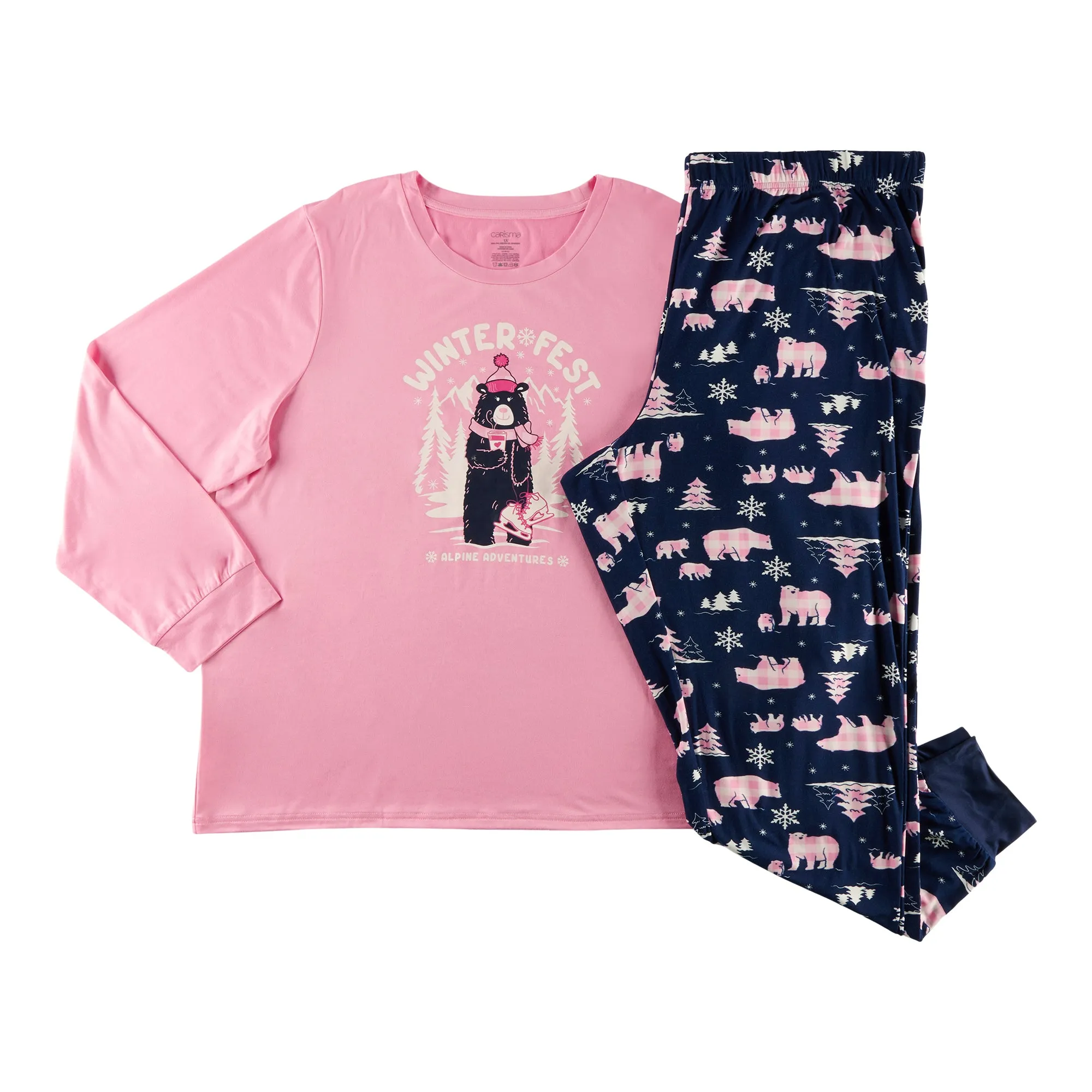 Carisma Women's Plus Long Sleeve Ankle Length Pajama Set sold by Giant Tiger