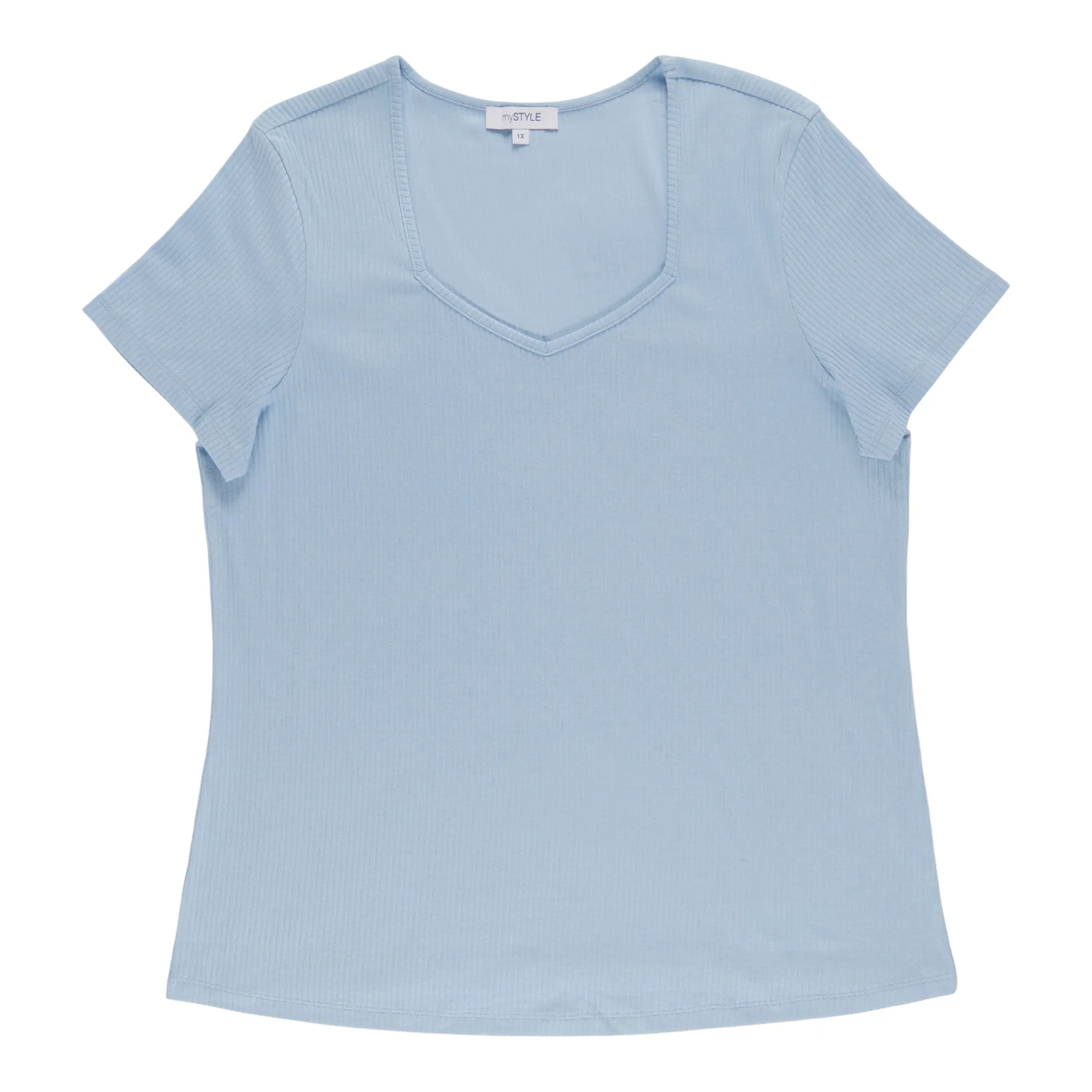 mySTYLE Women's Plus Seaside Ribbed V-Neck T-Shirt sold by Giant Tiger