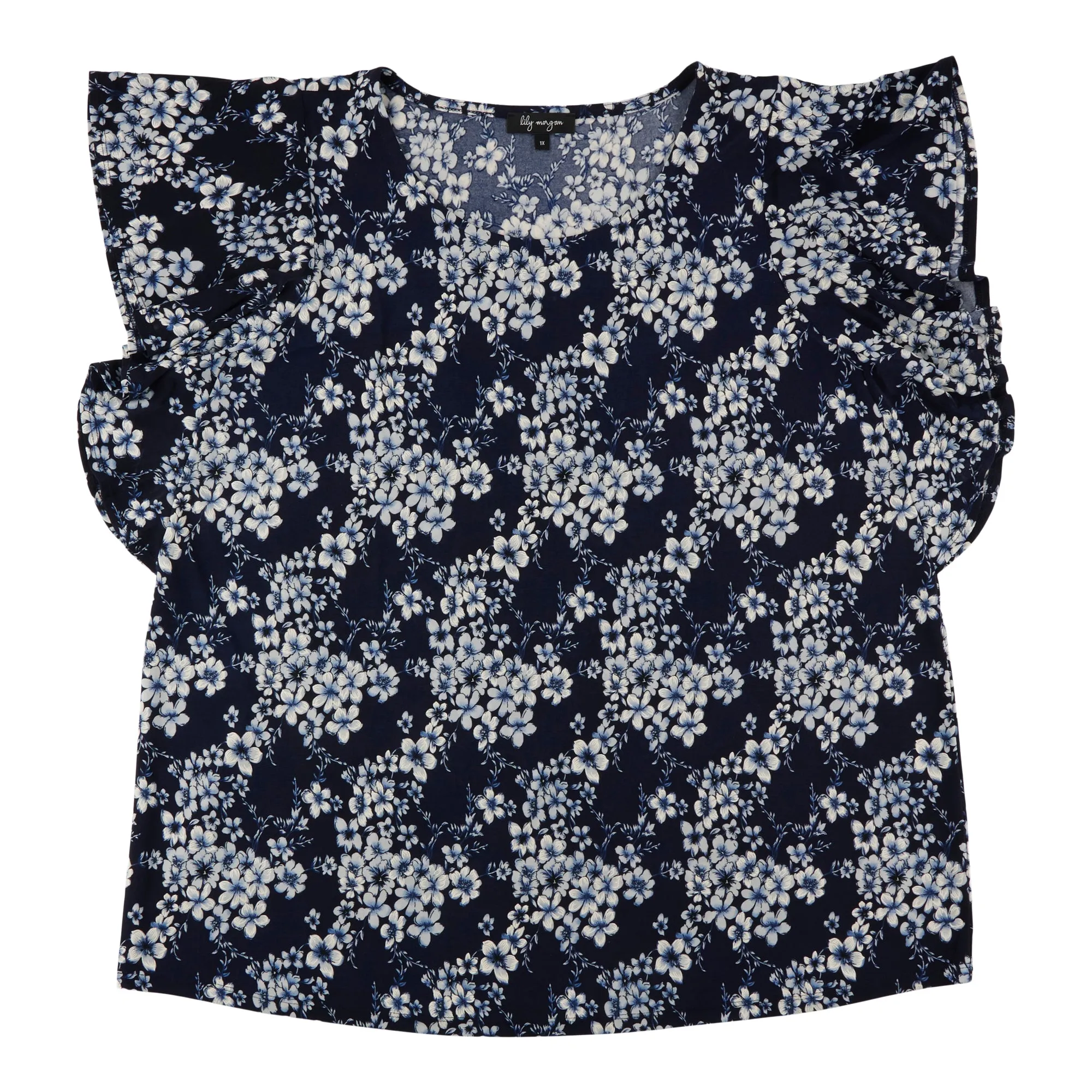 lily morgan Women's Plus Ruffle Sleeve Top sold by Giant Tiger