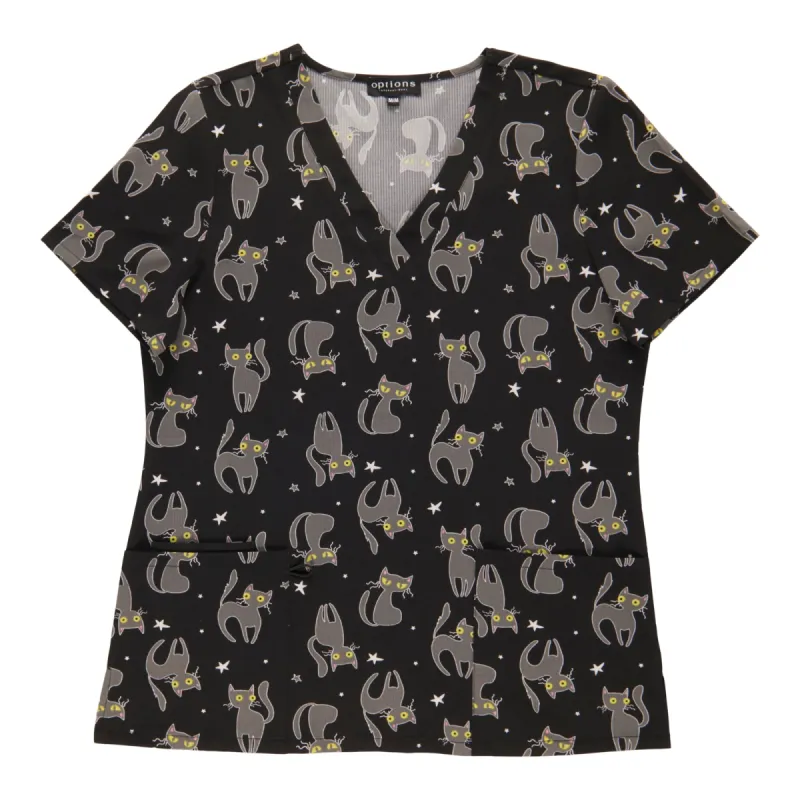 Options Women's Cat Print V-Neck Scrub Top sold by Giant Tiger