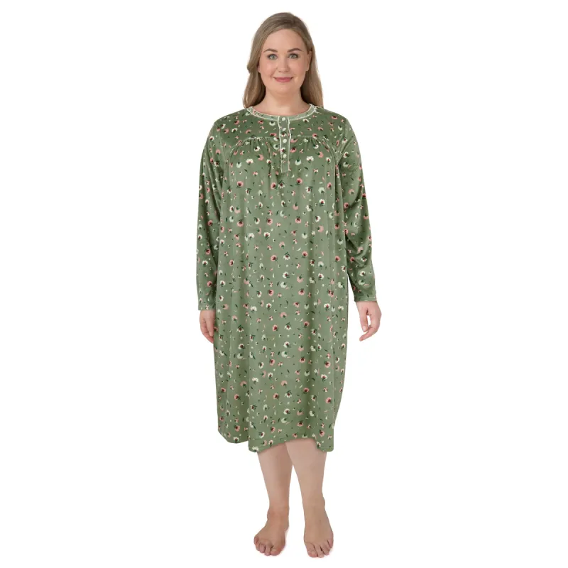 Carisma Women's Plus Printed Velour Nightgown sold by Giant Tiger