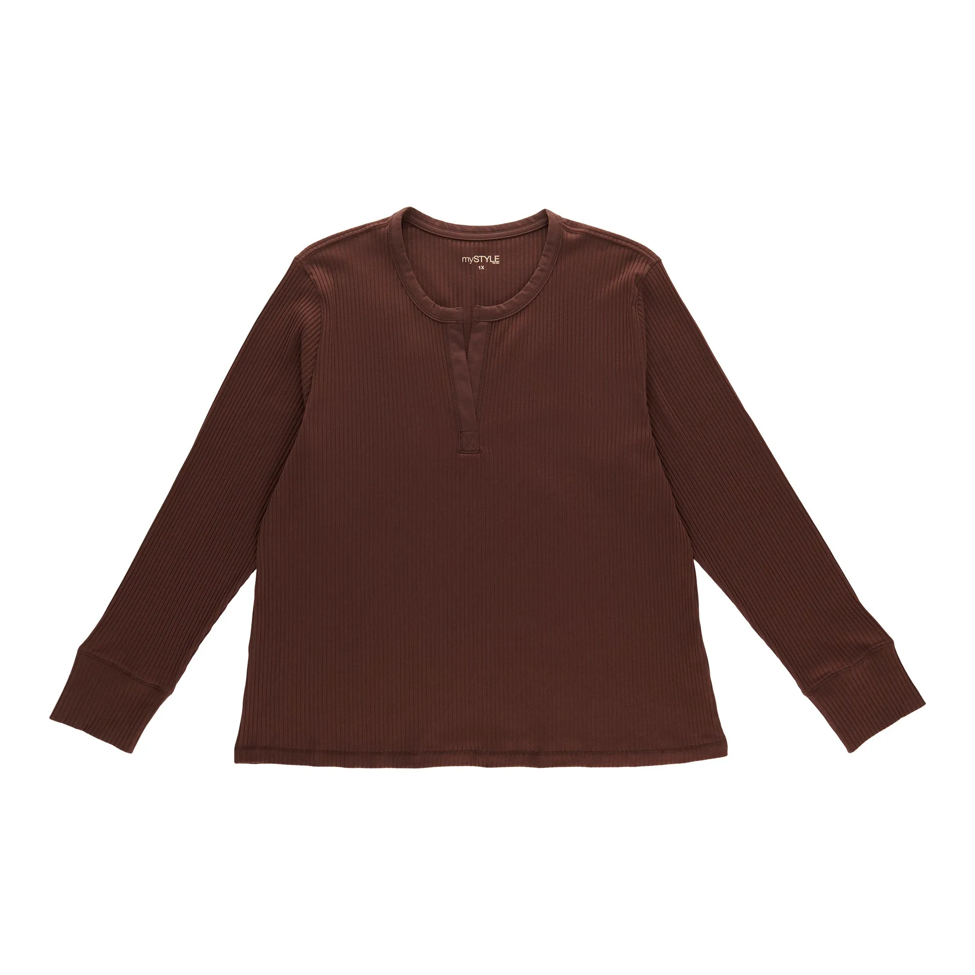 mySTYLE Women's Plus Ribbed Henley Tee sold by Giant Tiger product image thumbnail 2