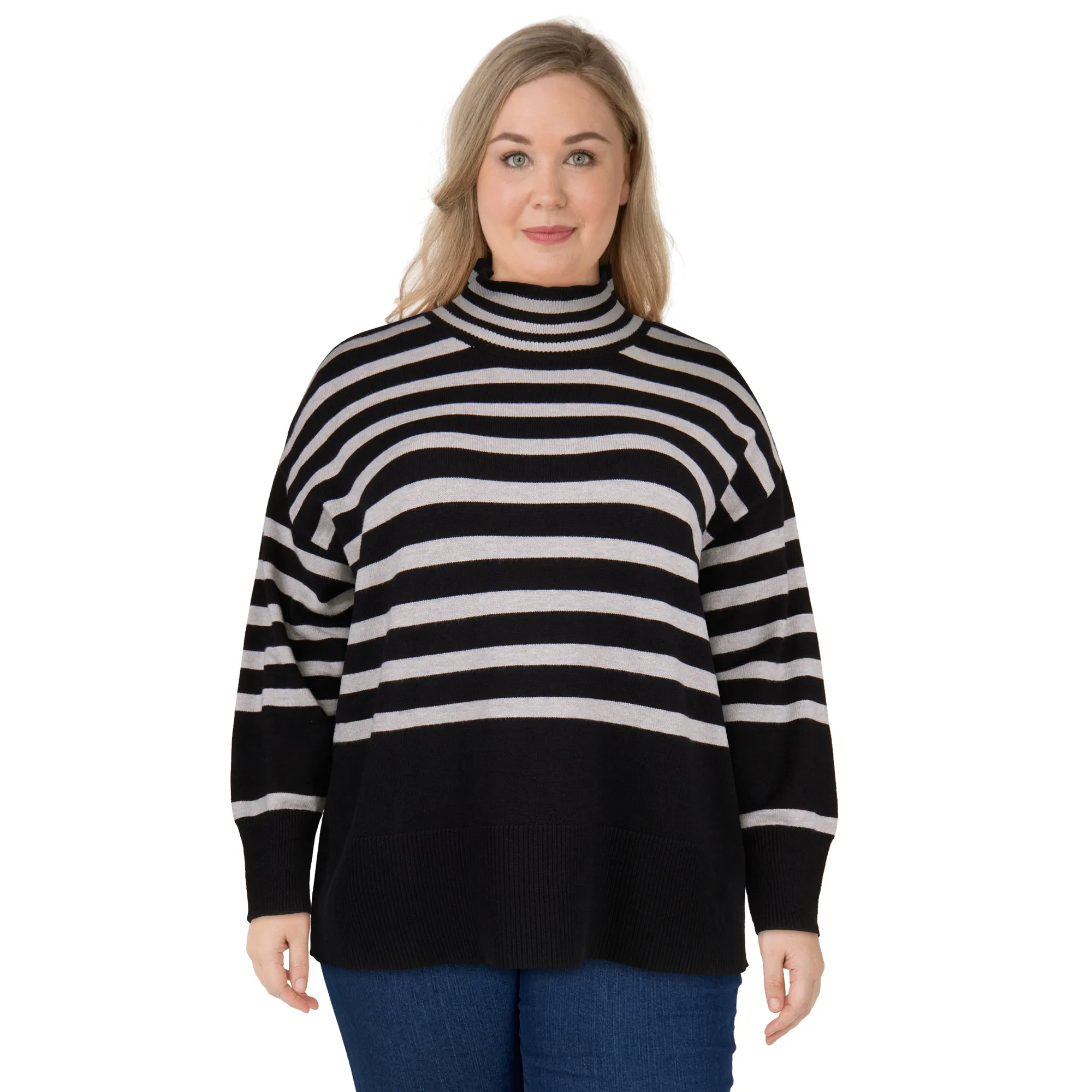 lily morgan Women's Plus Striped Turtleneck sold by Giant Tiger product image thumbnail 2