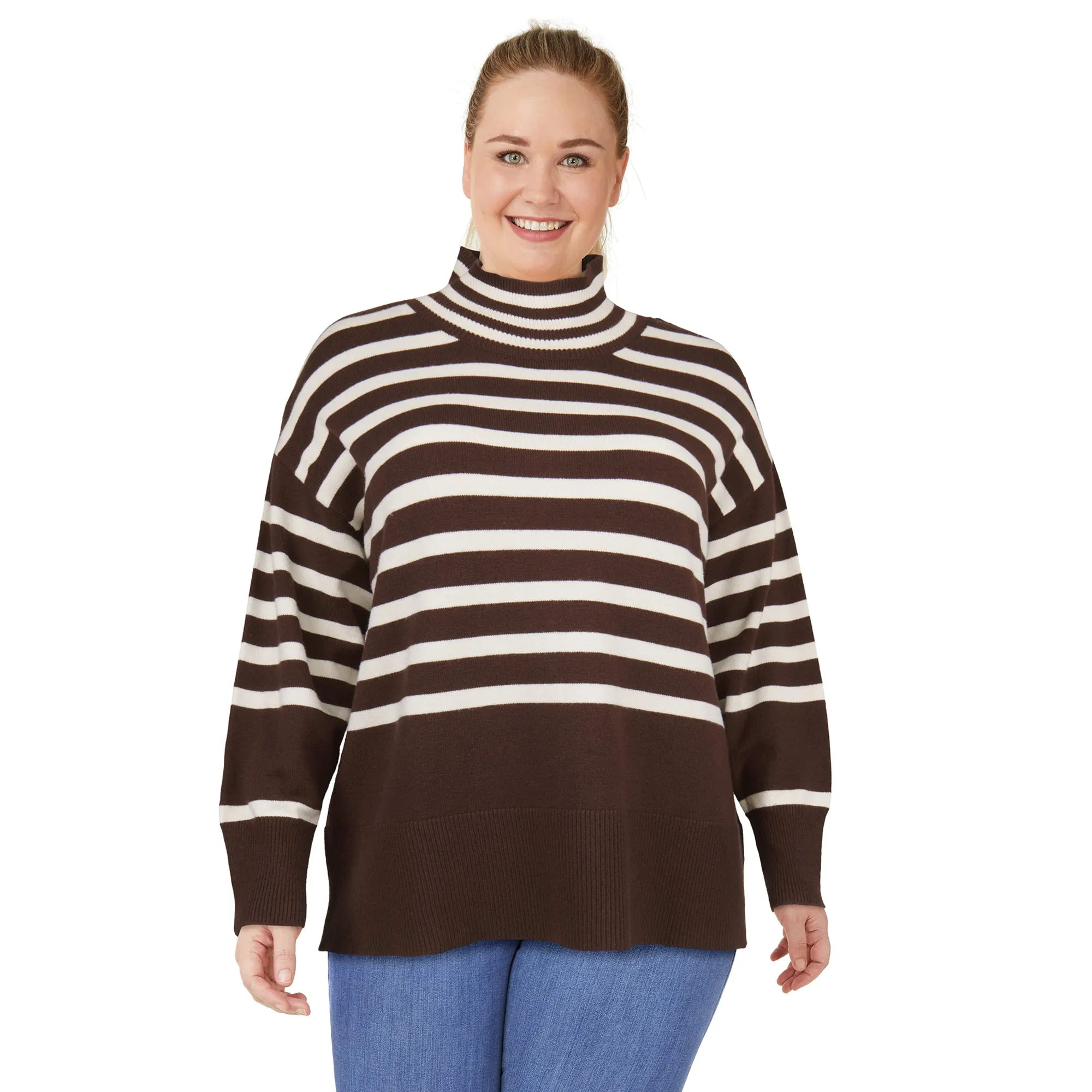 lily morgan Women's Plus Striped Turtleneck sold by Giant Tiger