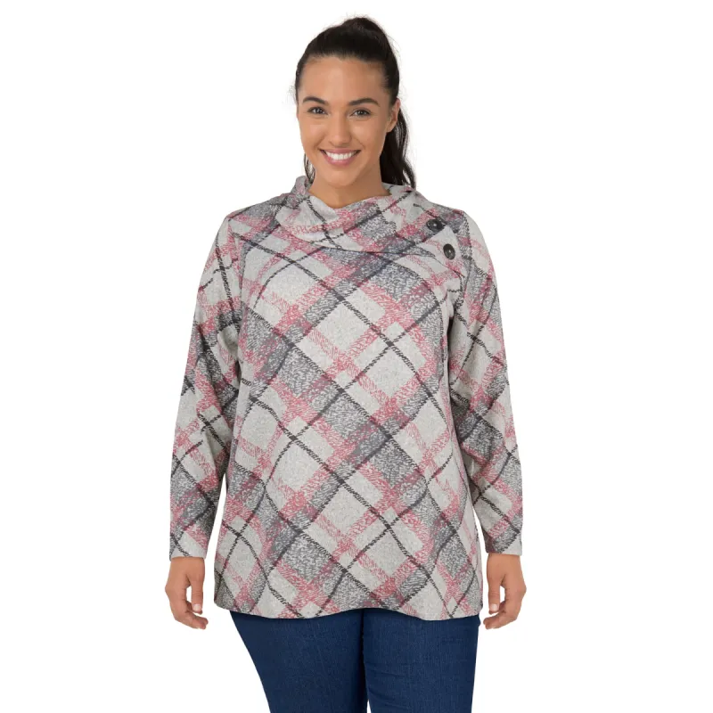 lily morgan Women's Plus Top with Button Collar Details sold by Giant Tiger