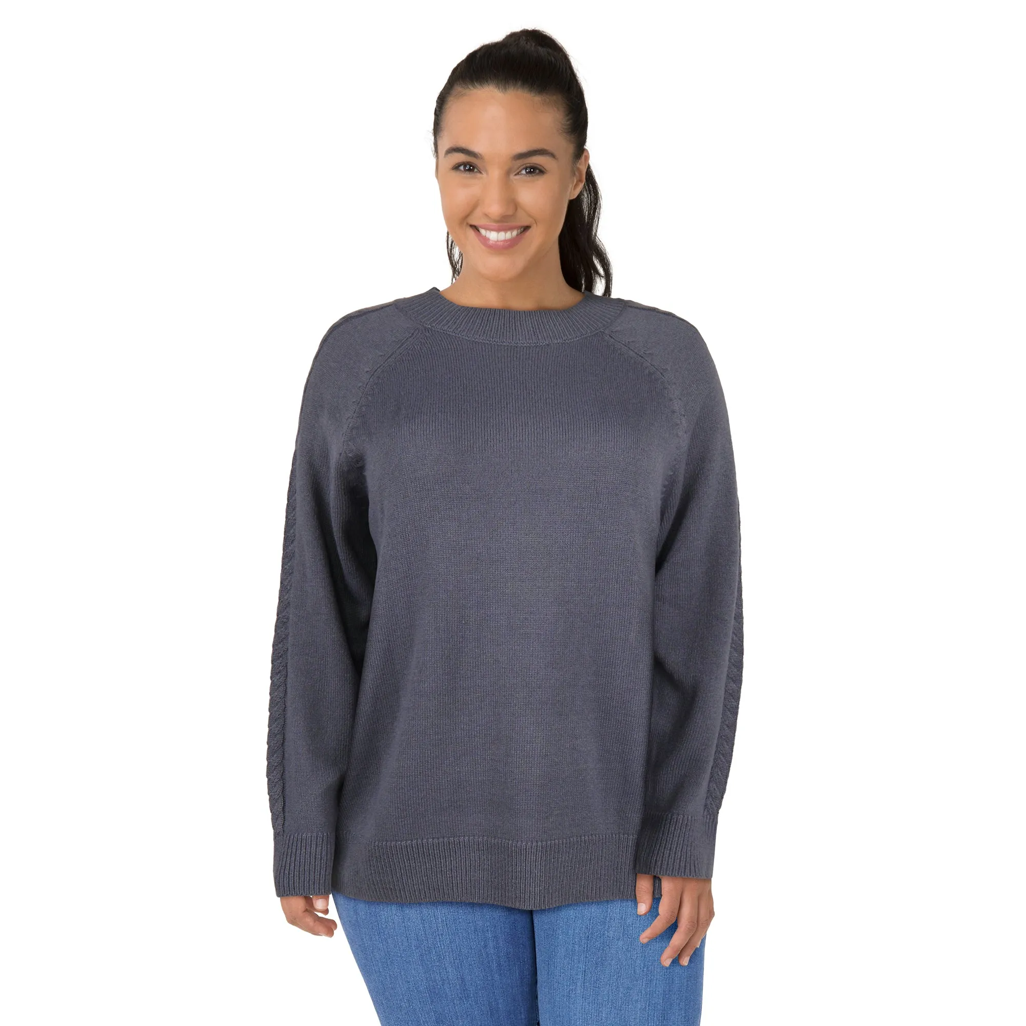 mySTYLE Women's Plus Cable Mock-Neck Sweater sold by Giant Tiger