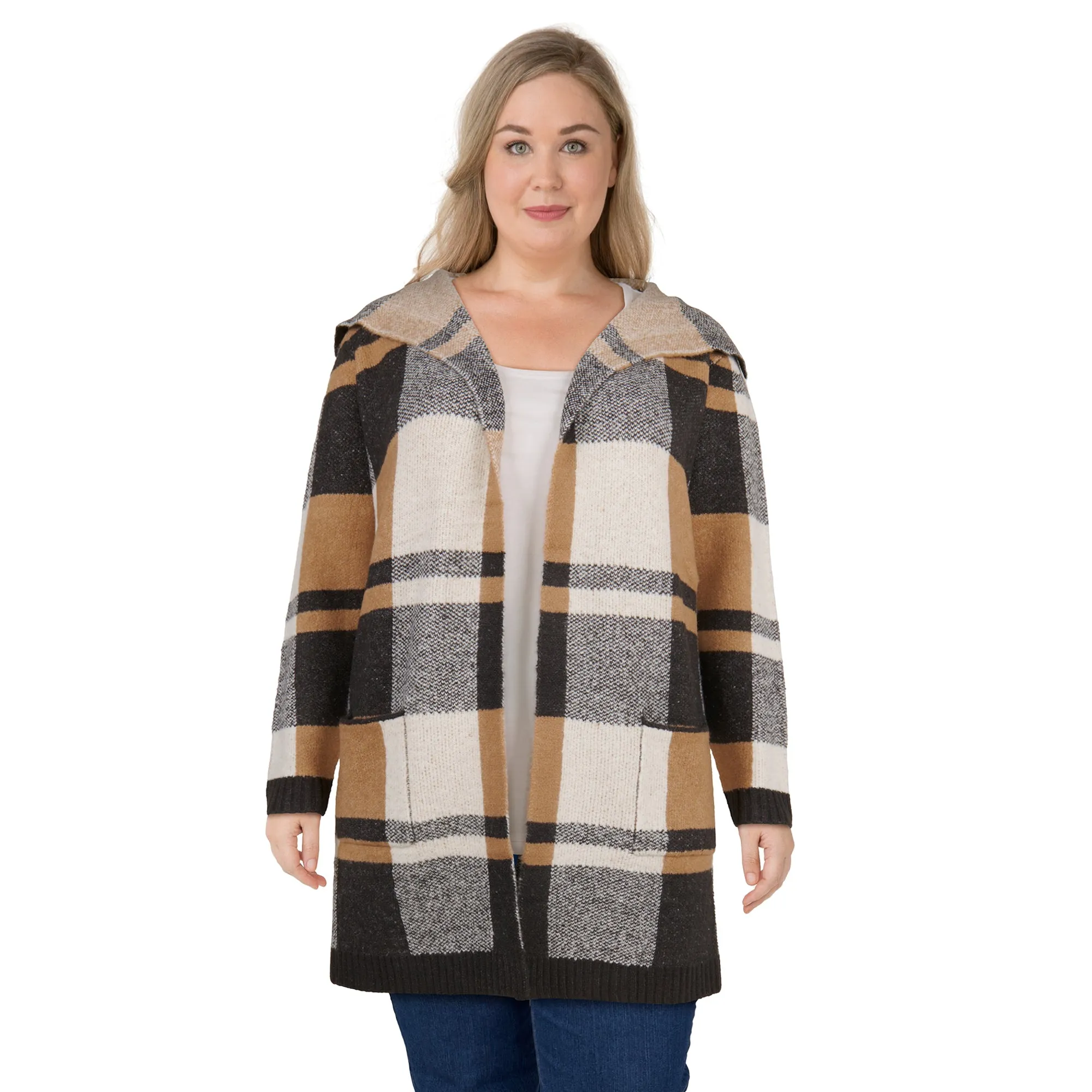lily morgan Women's Plus Plaid Cardigan sold by Giant Tiger