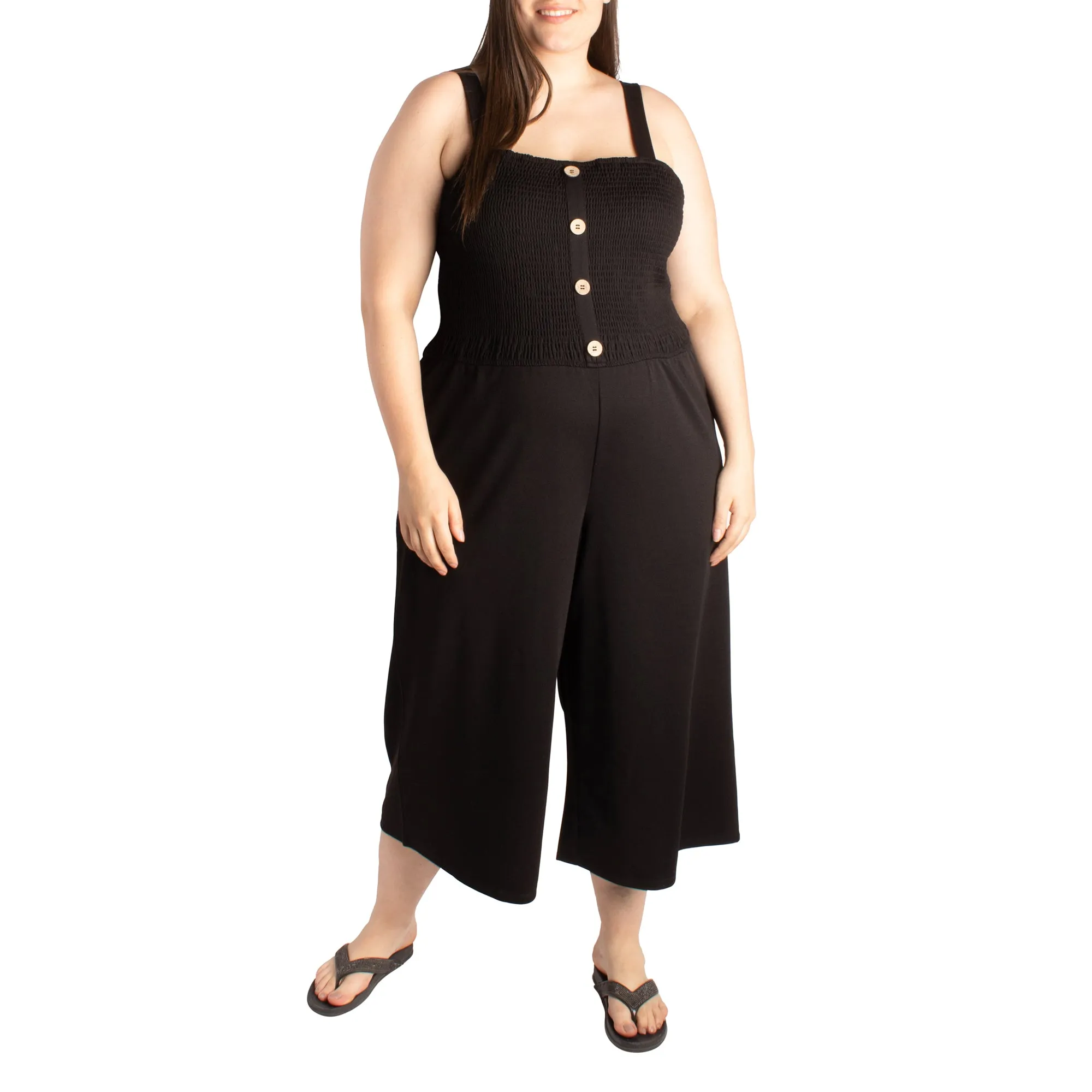 lily morgan Women's Plus Button Front Jumpsuit sold by Giant Tiger