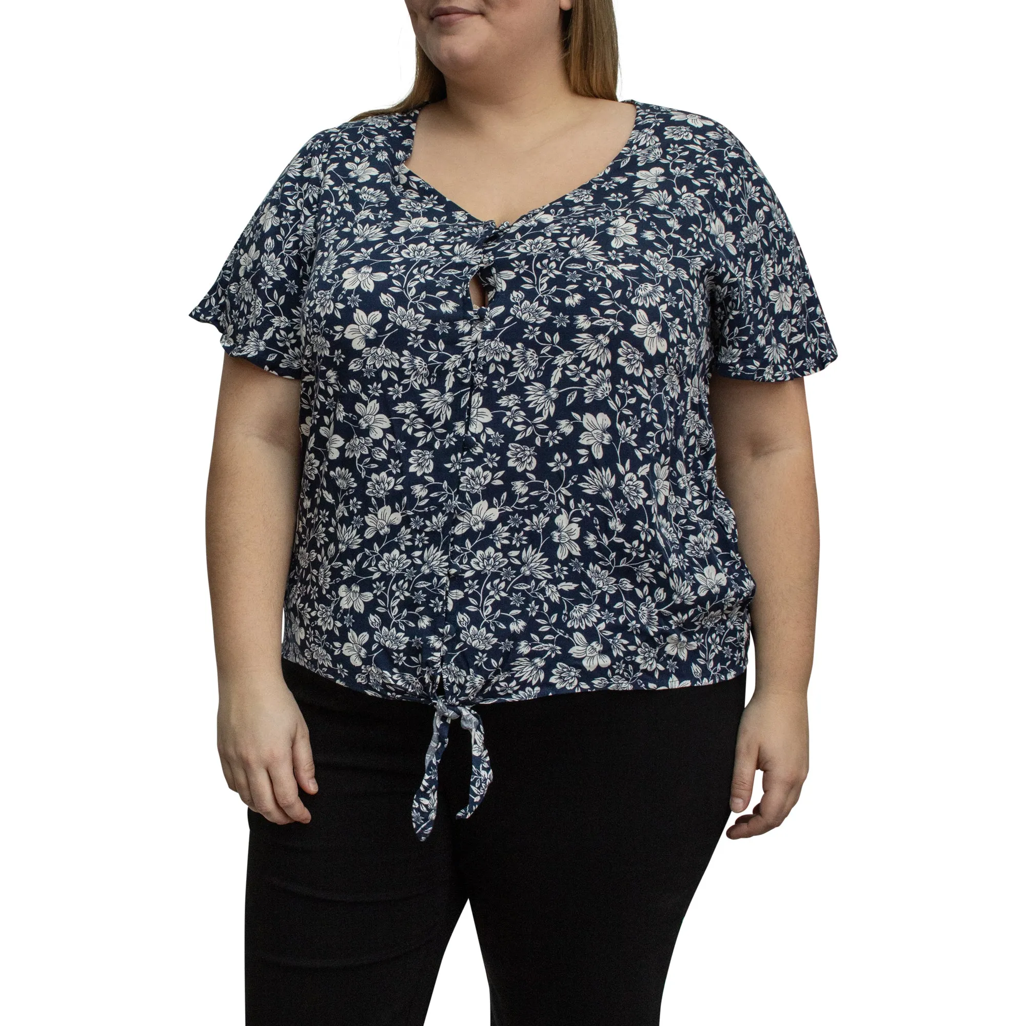 lily morgan Women's Plus Tie Front Top sold by Giant Tiger product image thumbnail 3