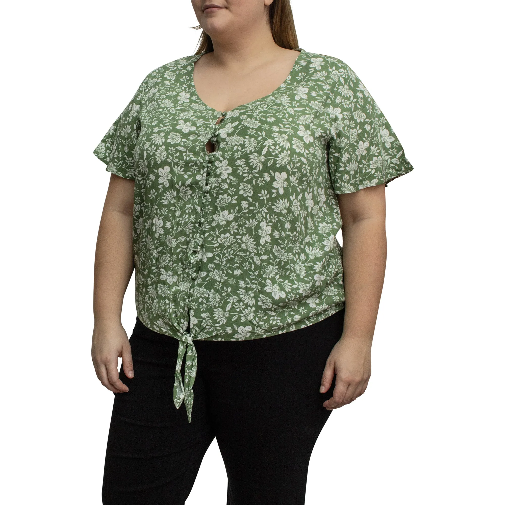 lily morgan Women's Plus Tie Front Top sold by Giant Tiger product image thumbnail 5