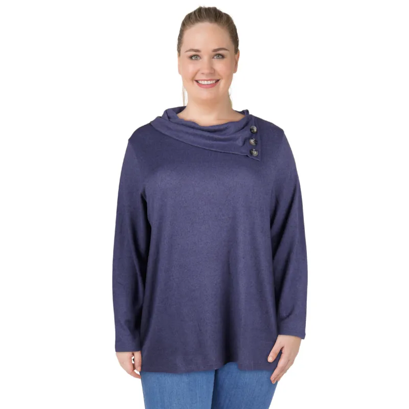 lily morgan Women's Plus Button Side Cowl Neck Sweater sold by Giant Tiger